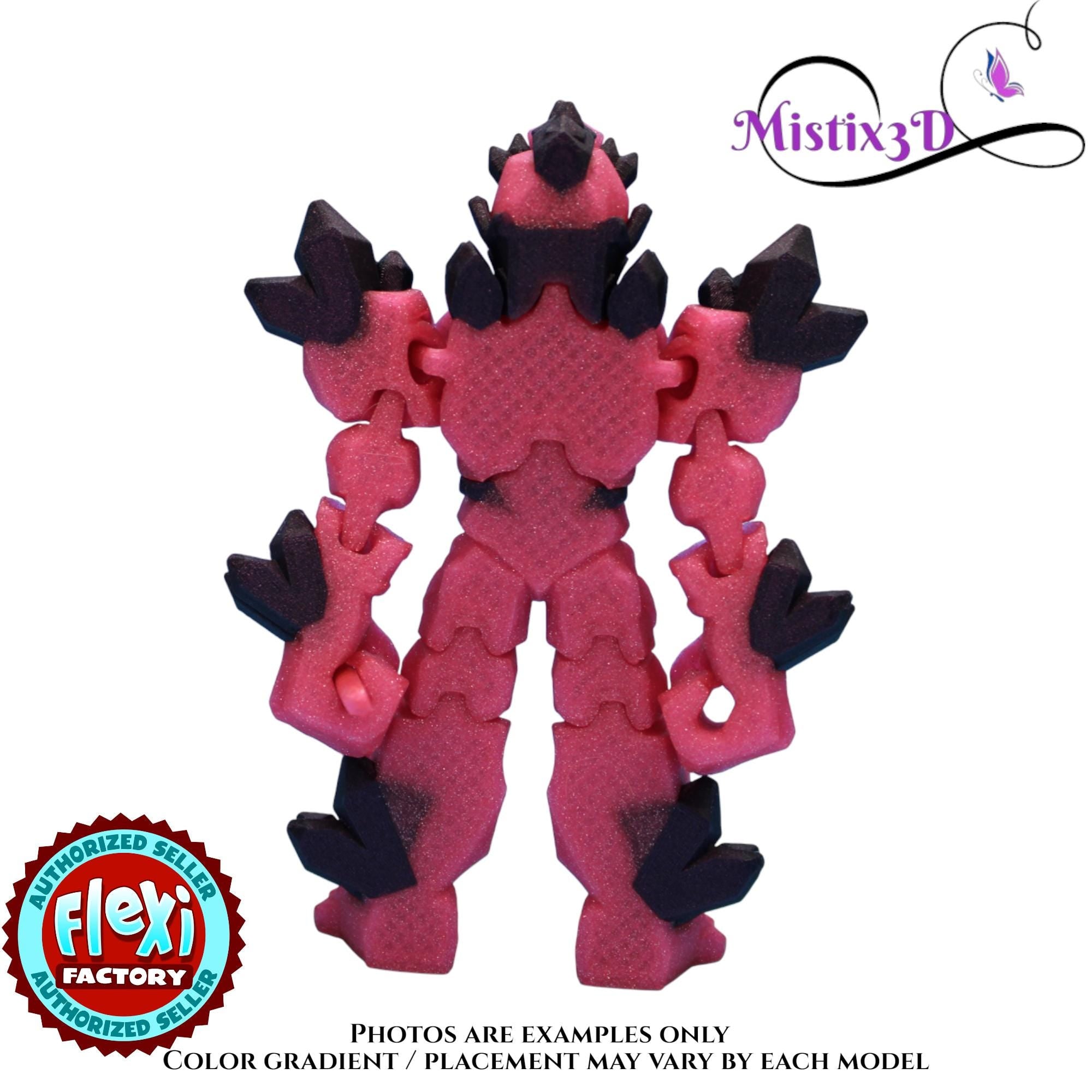 Pink & Purple Crystal Armored Warrior – Flexi Poseable Fantasy Figure | Crystal Knight Toy