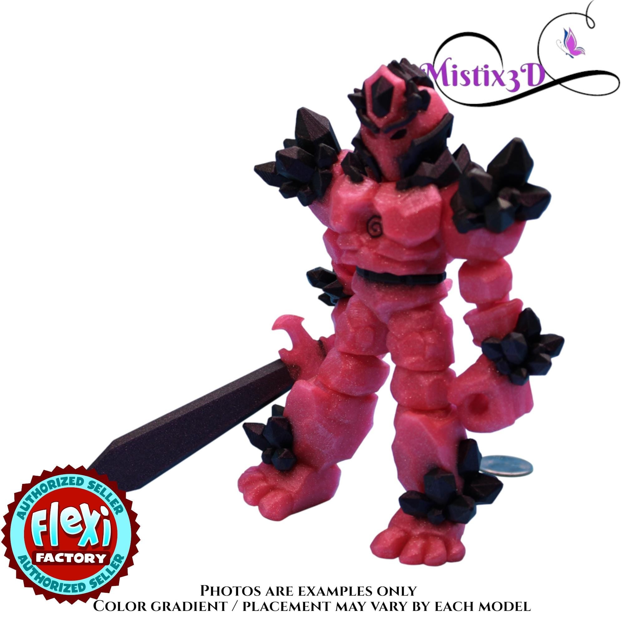Pink & Purple Crystal Armored Warrior – Flexi Poseable Fantasy Figure | Crystal Knight Toy