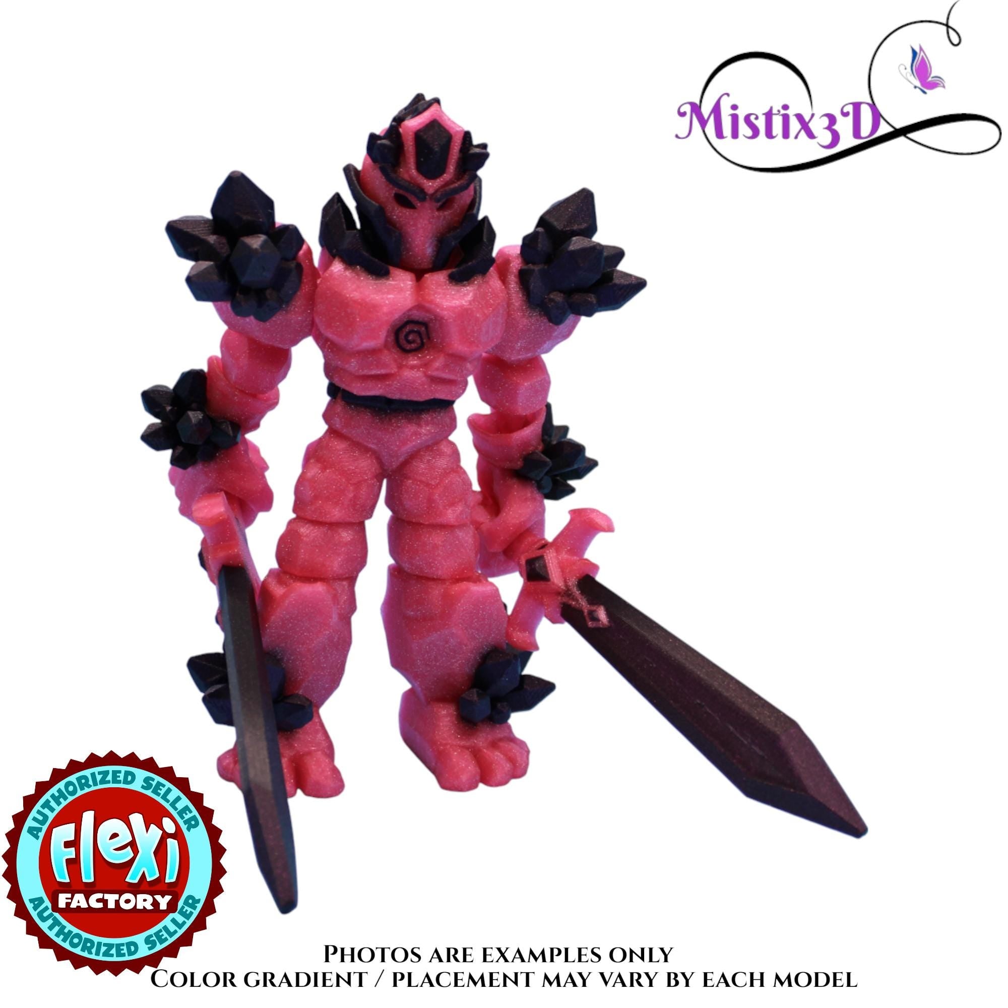 Pink & Purple Crystal Armored Warrior – Flexi Poseable Fantasy Figure | Crystal Knight Toy