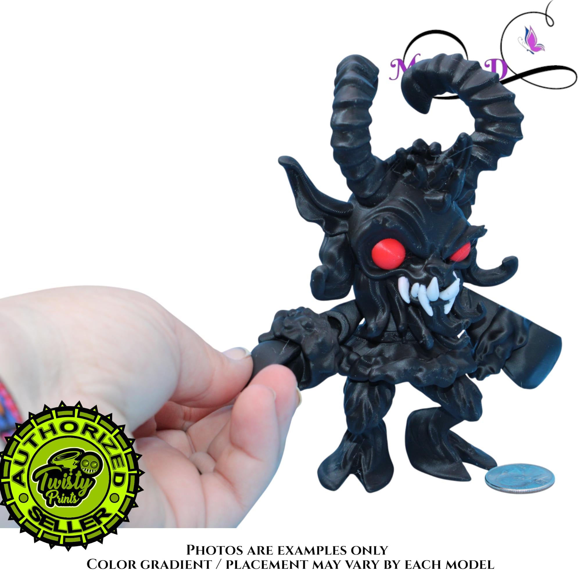 Krampus Fidget with tail, 2 Sizes 3D Printed Poseable – Authorized Seller of Twisty Prints