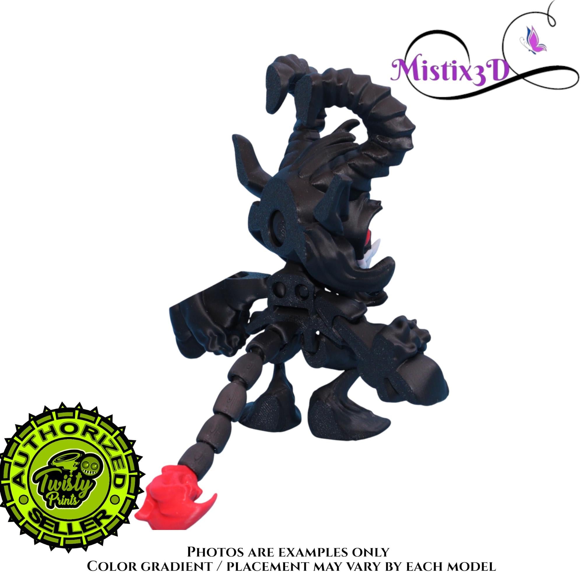 Krampus Fidget with tail, 2 Sizes 3D Printed Poseable – Authorized Seller of Twisty Prints
