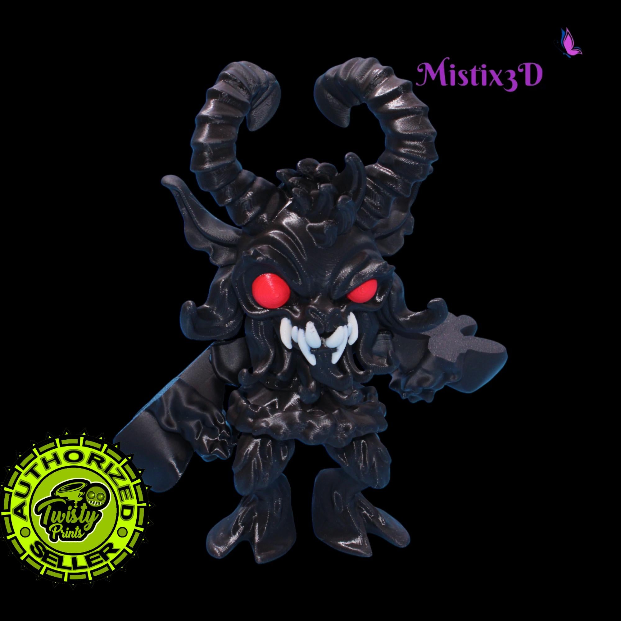 Krampus Fidget with tail, 2 Sizes 3D Printed Poseable – Authorized Seller of Twisty Prints