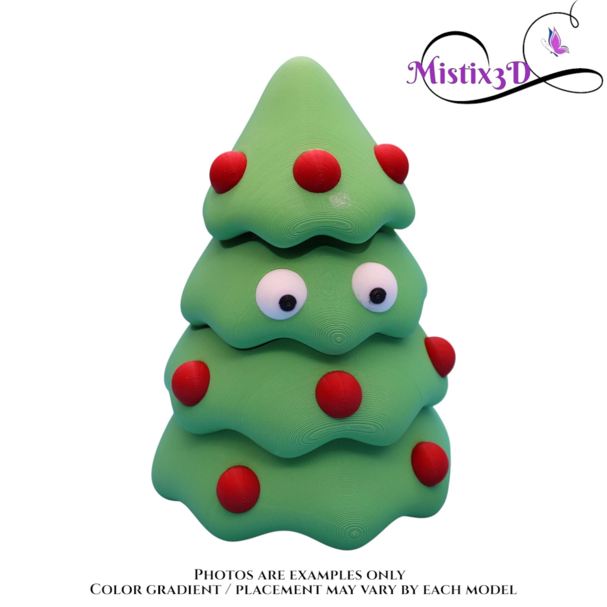 Christmas Tree with/without Eyes | Funny Holiday Desk Decor | 3D Printed | Kawaii Xmas Gift