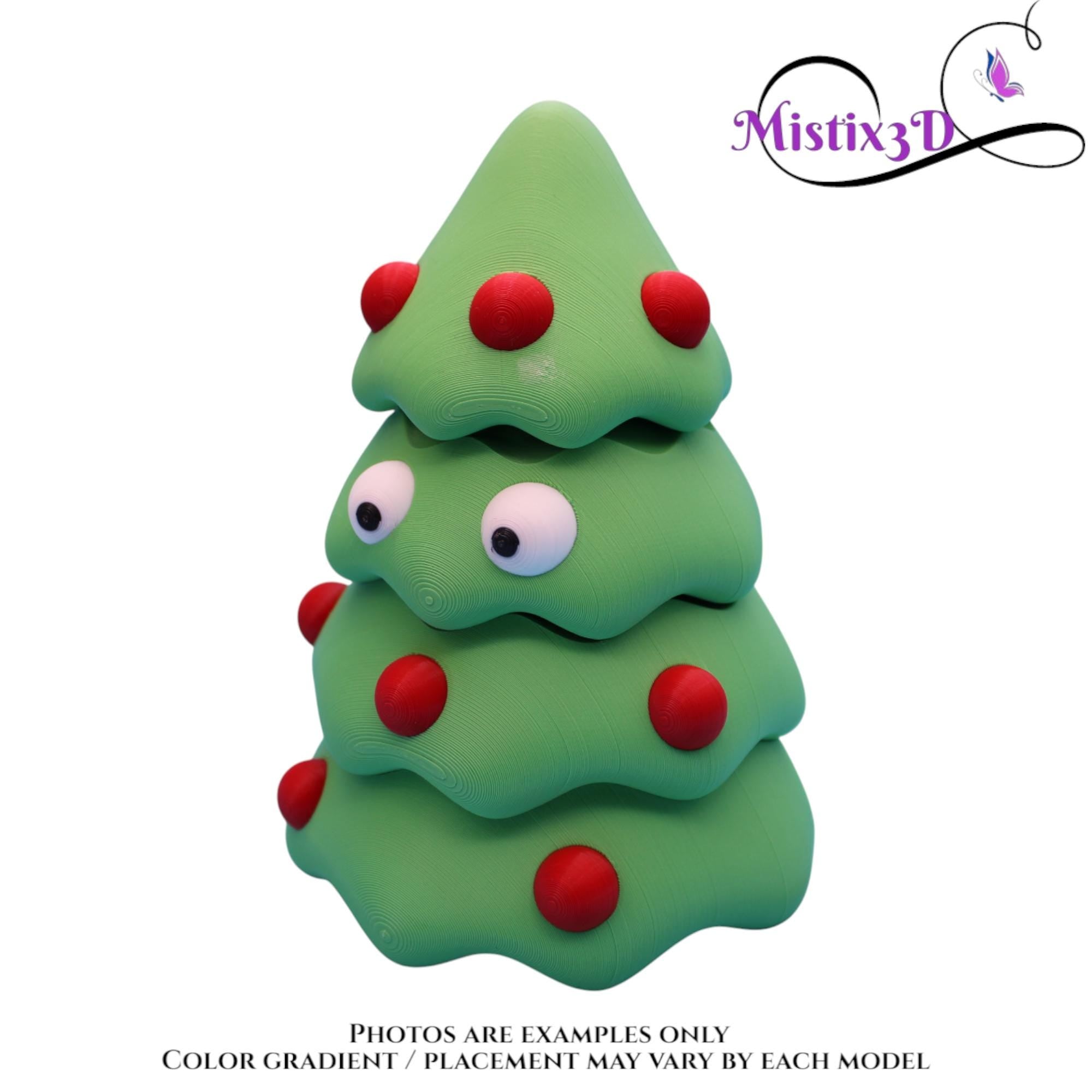 Christmas Tree with/without Eyes | Funny Holiday Desk Decor | 3D Printed | Kawaii Xmas Gift