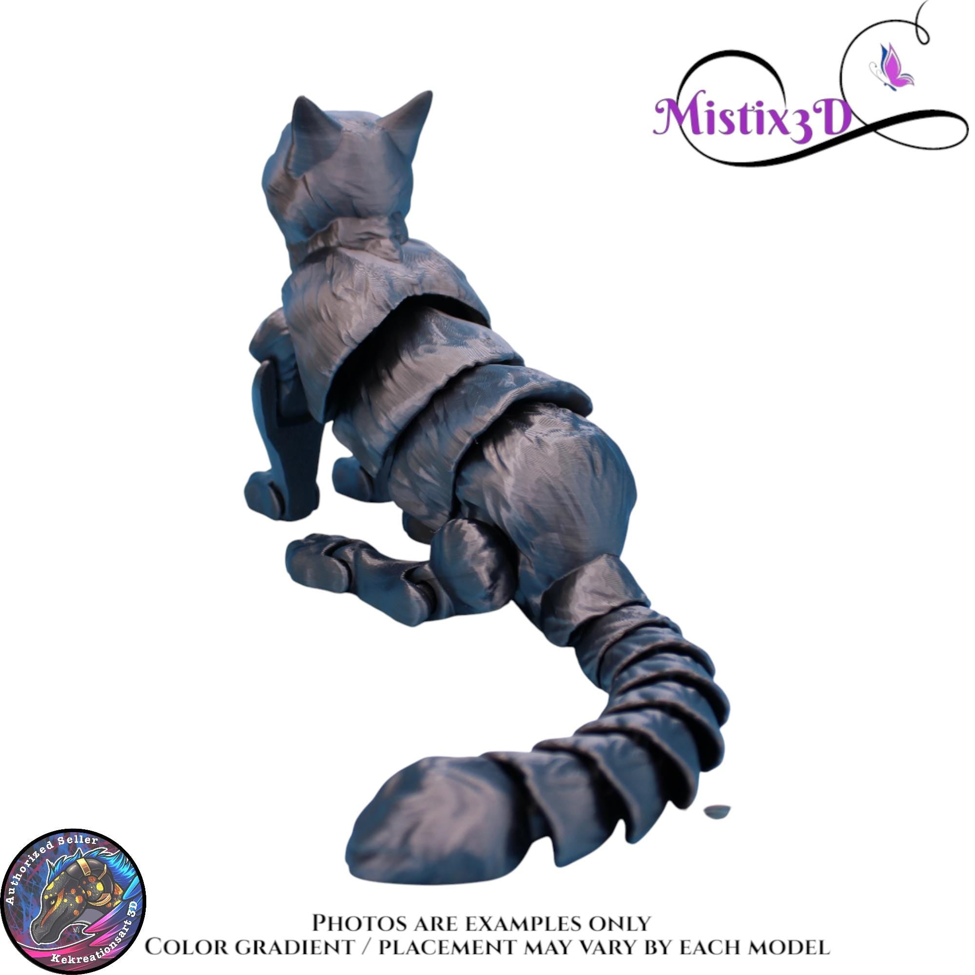 Articulated Grey Cat 3 Sizes– 3D Printed Poseable Cat Toy – Authorized Seller of Kekreations