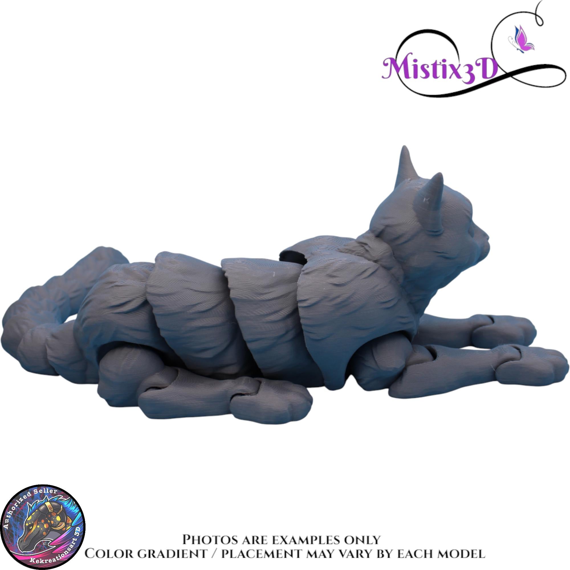 Articulated Grey Cat 3 Sizes – 3D Printed Poseable Cat Toy – Authorized Seller of Kekreations