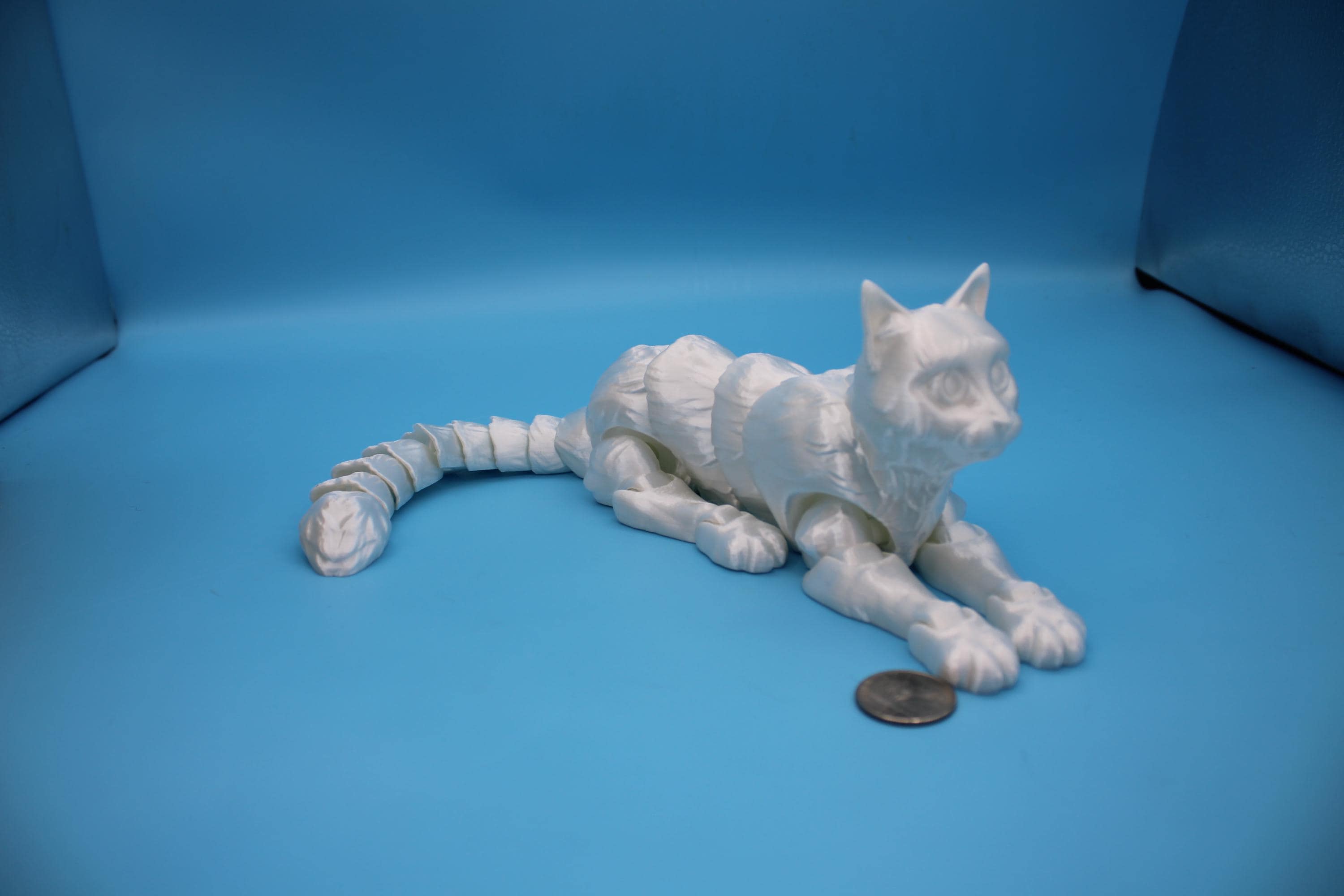 Articulated White Cat 13 Inches – 3D Printed Poseable Cat Toy – Authorized Seller of Kekreations