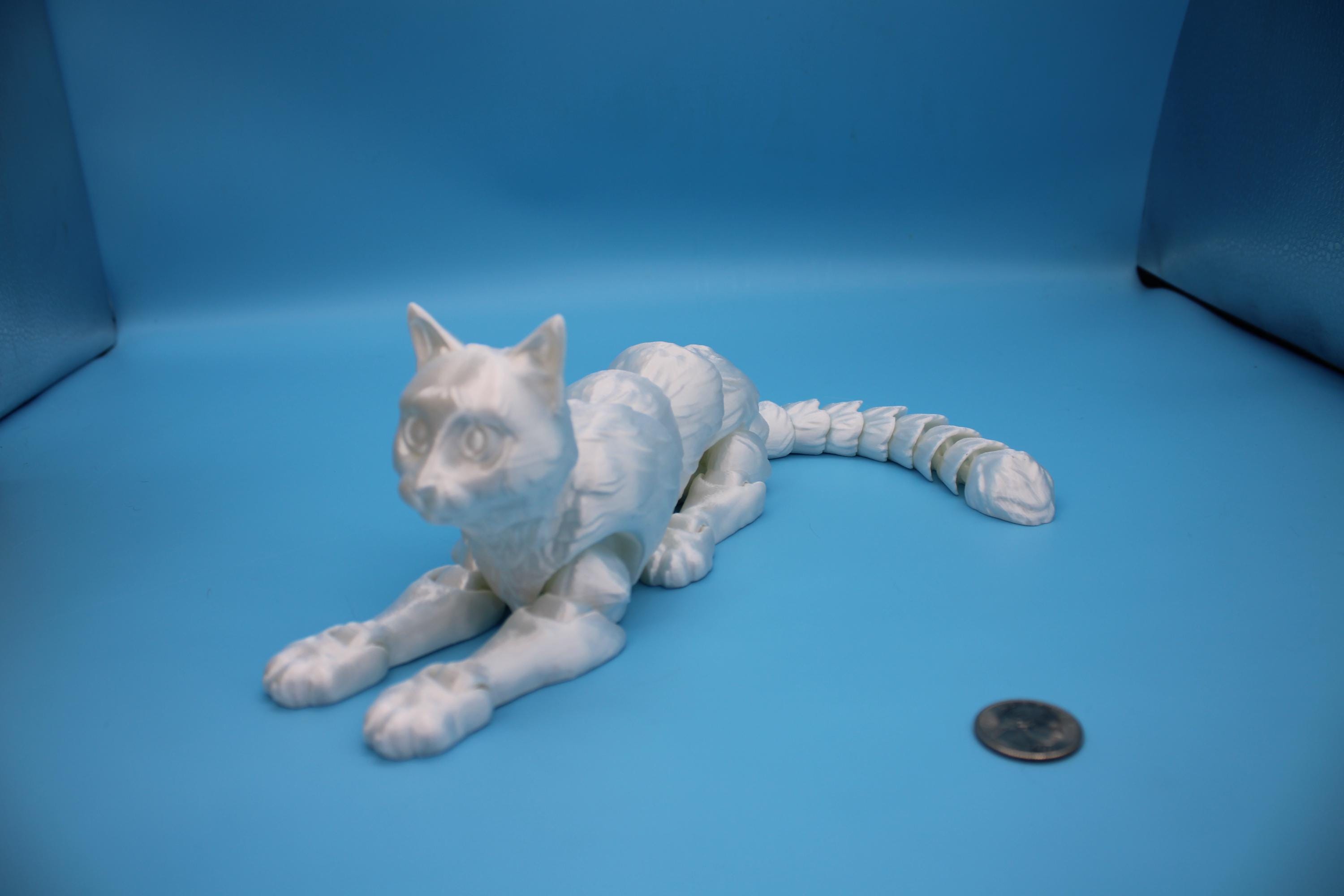 Articulated White Cat 13 Inches – 3D Printed Poseable Cat Toy – Authorized Seller of Kekreations