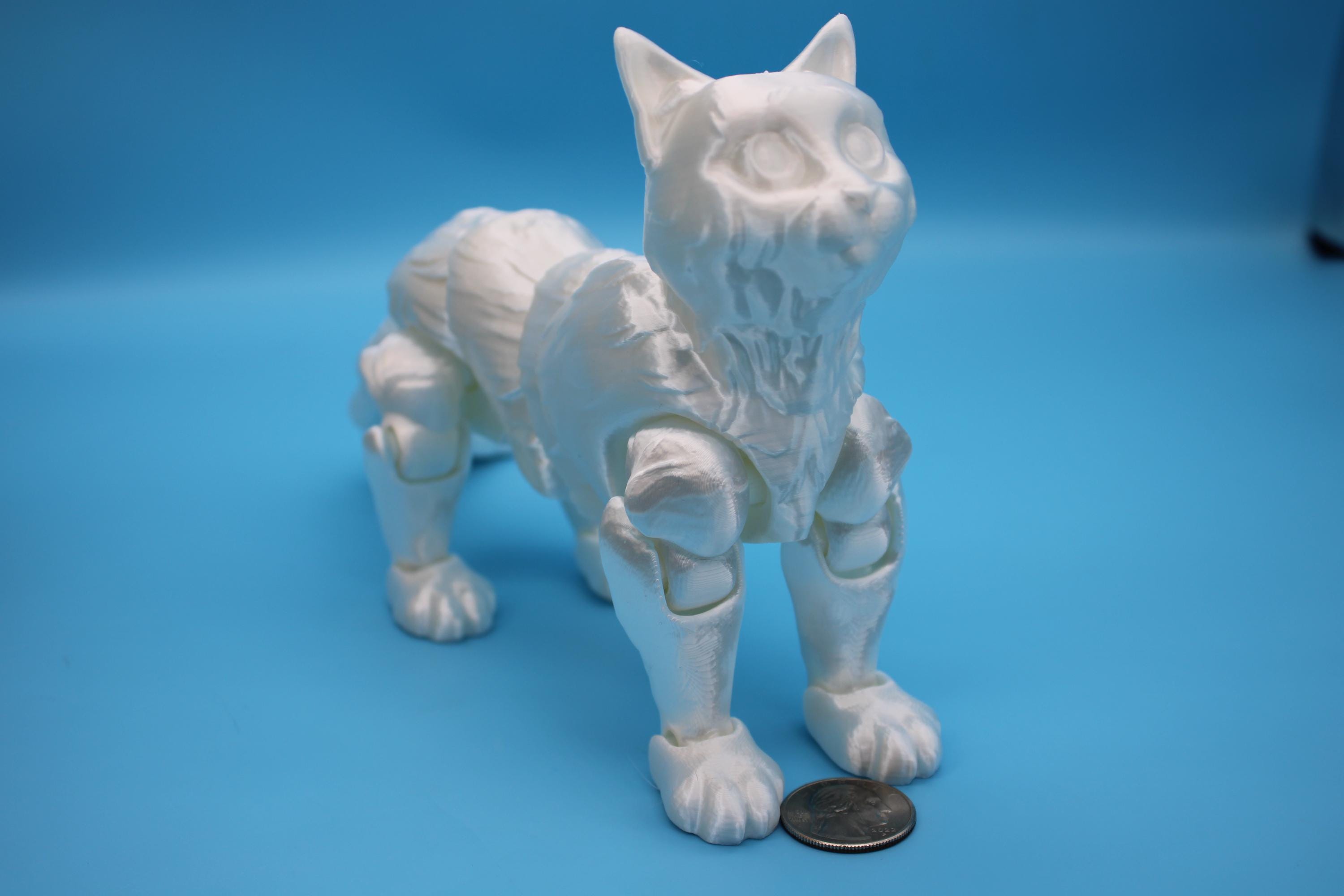 Articulated White Cat 13 Inches – 3D Printed Poseable Cat Toy – Authorized Seller of Kekreations
