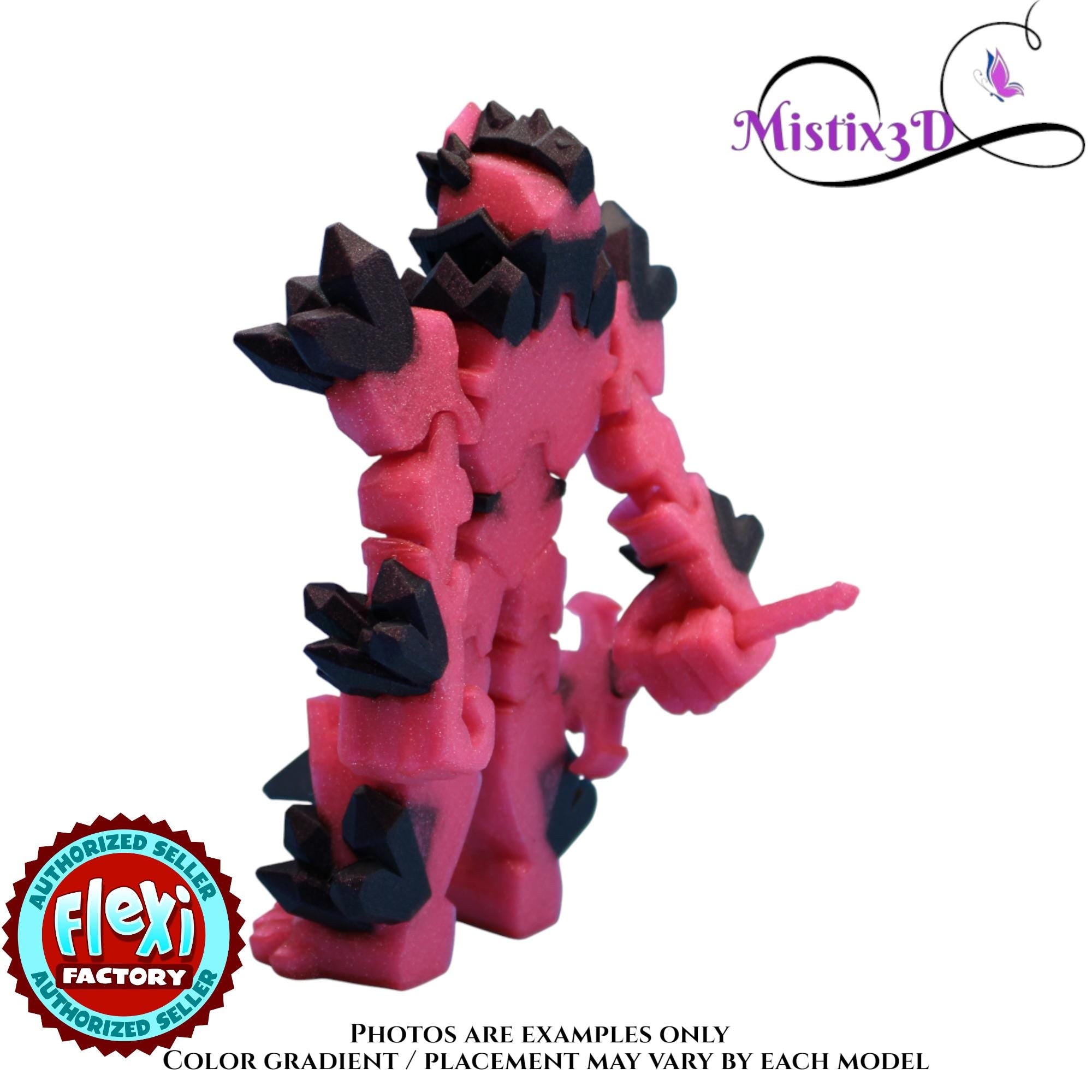Pink & Purple Crystal Armored Warrior – Flexi Poseable Fantasy Figure | Crystal Knight Toy