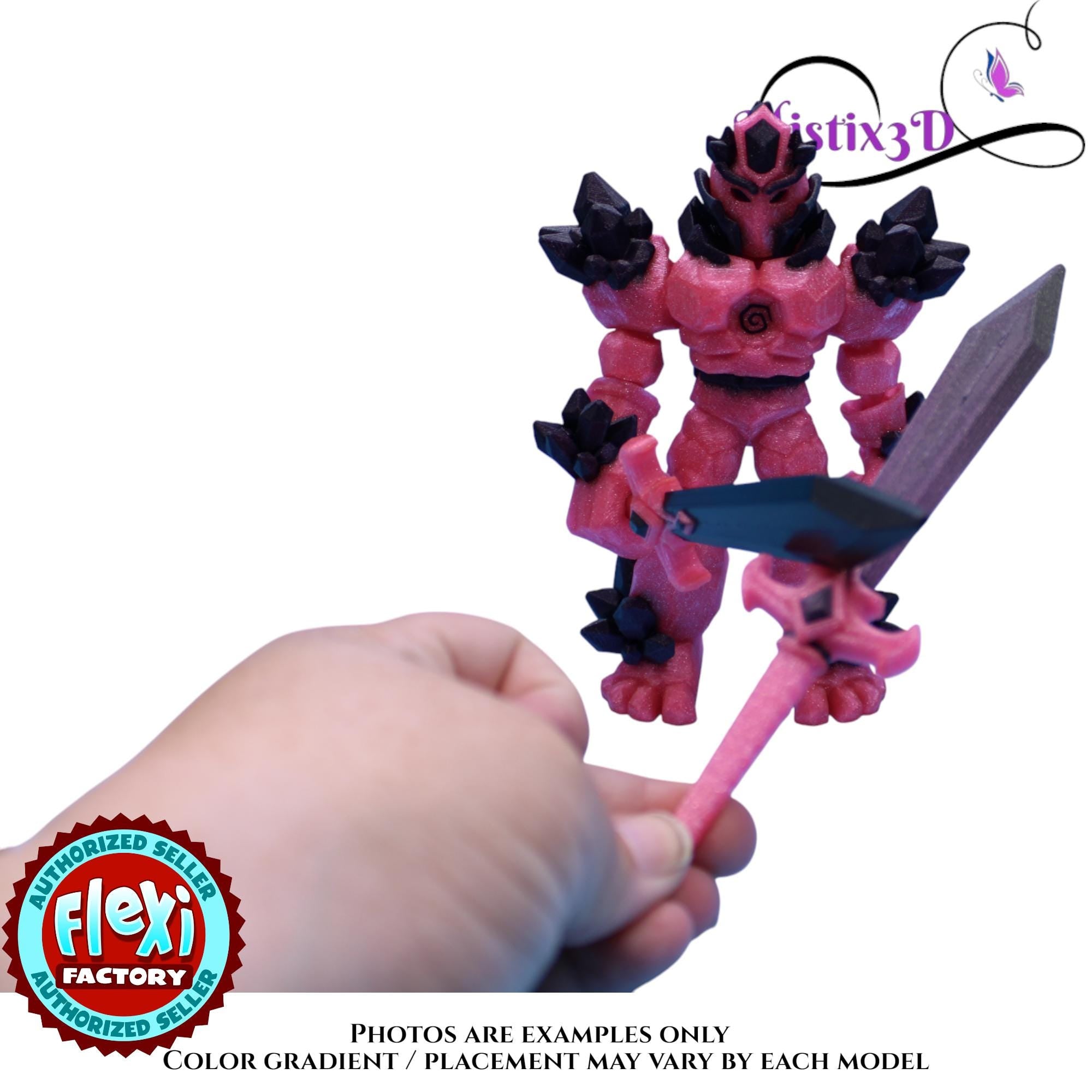 Pink & Purple Crystal Armored Warrior – Flexi Poseable Fantasy Figure | Crystal Knight Toy