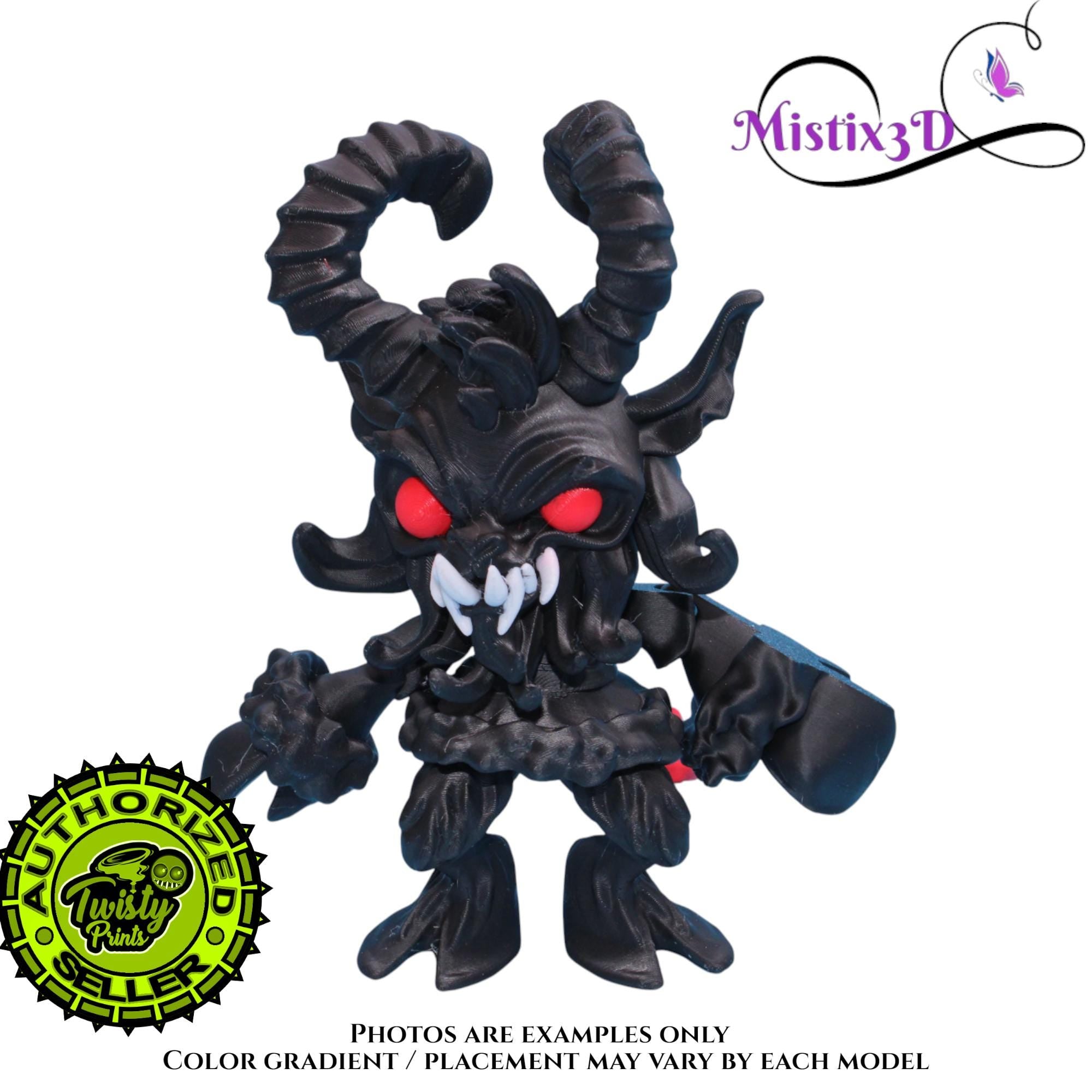 Krampus Fidget with tail, 2 Sizes 3D Printed Poseable – Authorized Seller of Twisty Prints