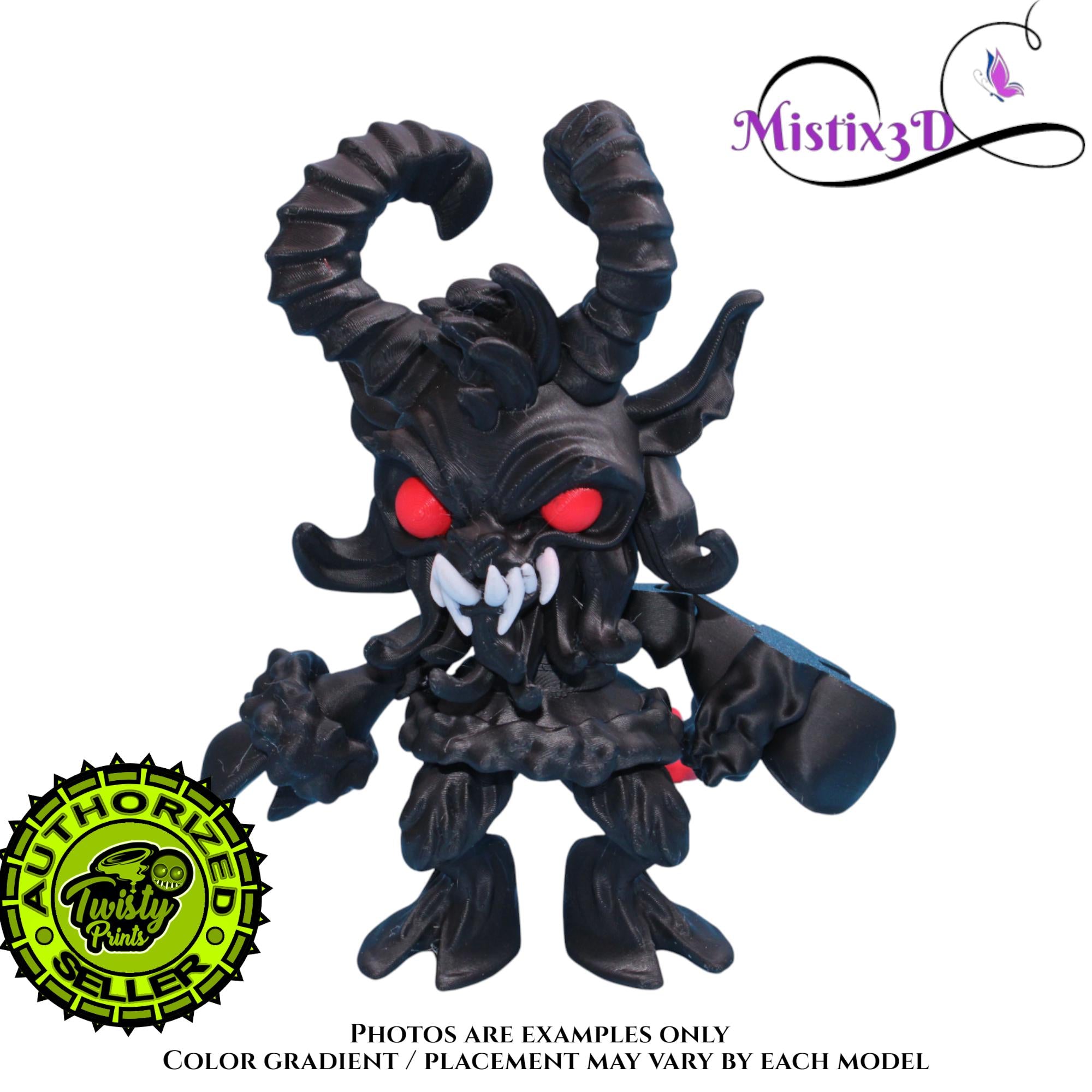 Krampus Fidget with tail, 2 Sizes 3D Printed Poseable – Authorized Seller of Twisty Prints