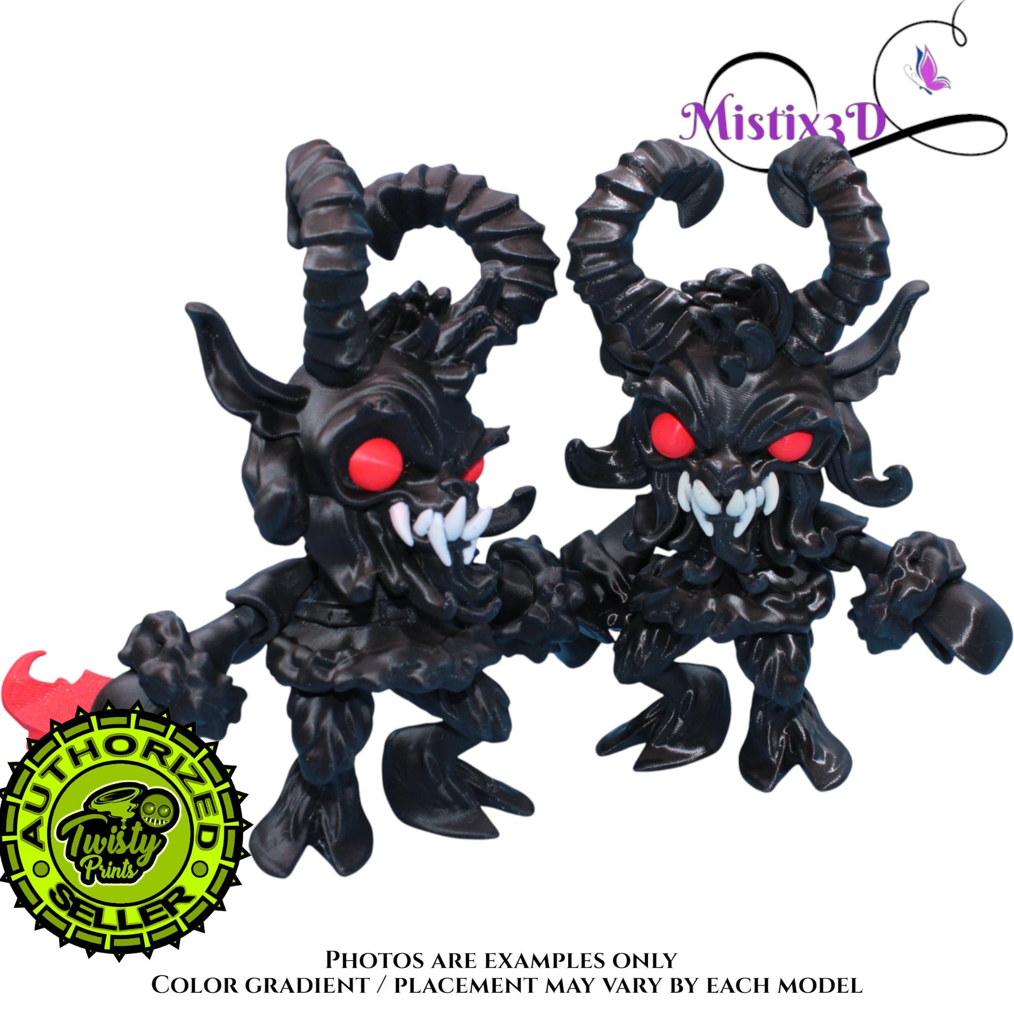 Krampus Fidget with tail, 2 Sizes 3D Printed Poseable – Authorized Seller of Twisty Prints