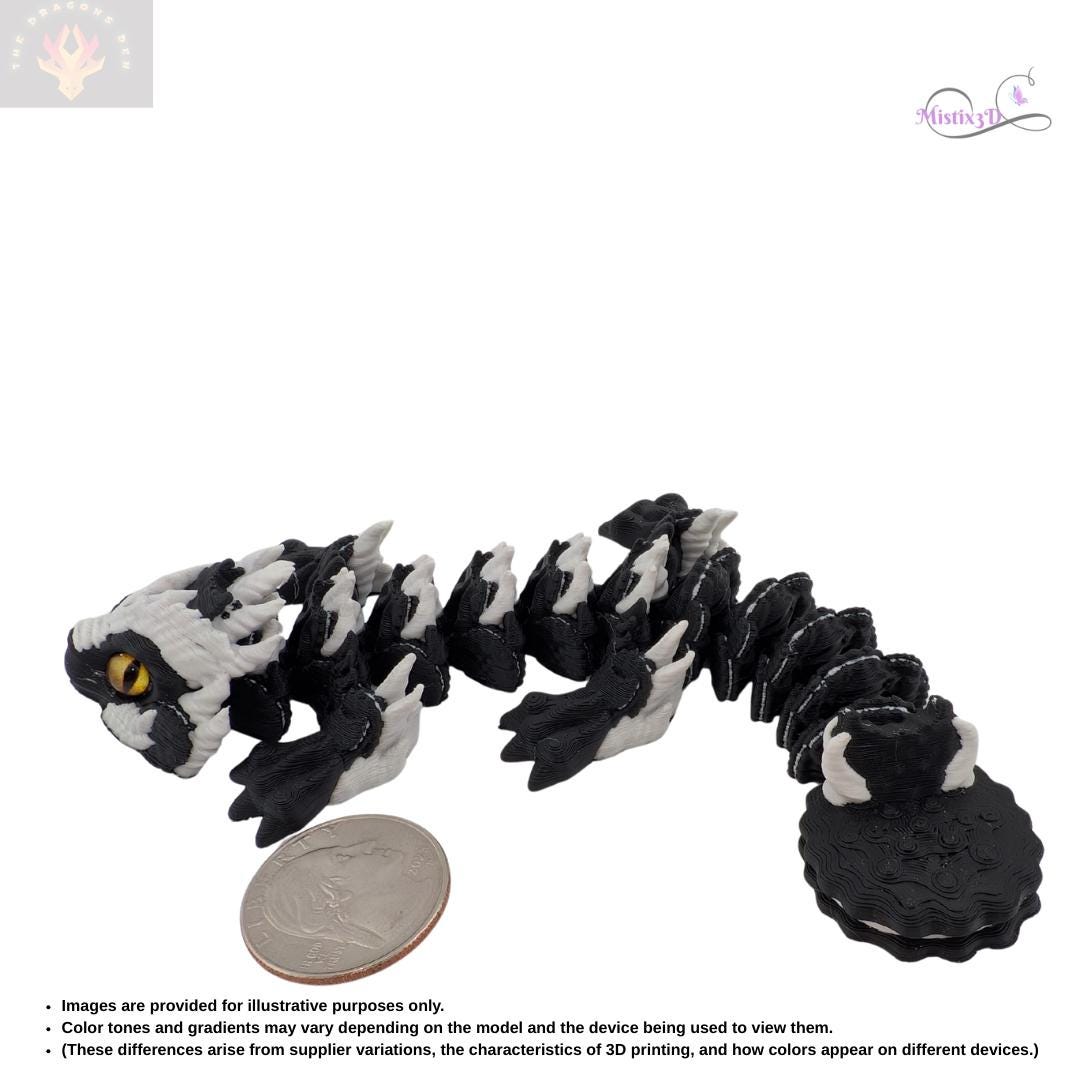 Baby Cookies and Cream Glass Eye Dragon | 3D Printed | Authorized Seller of Dragons Den
