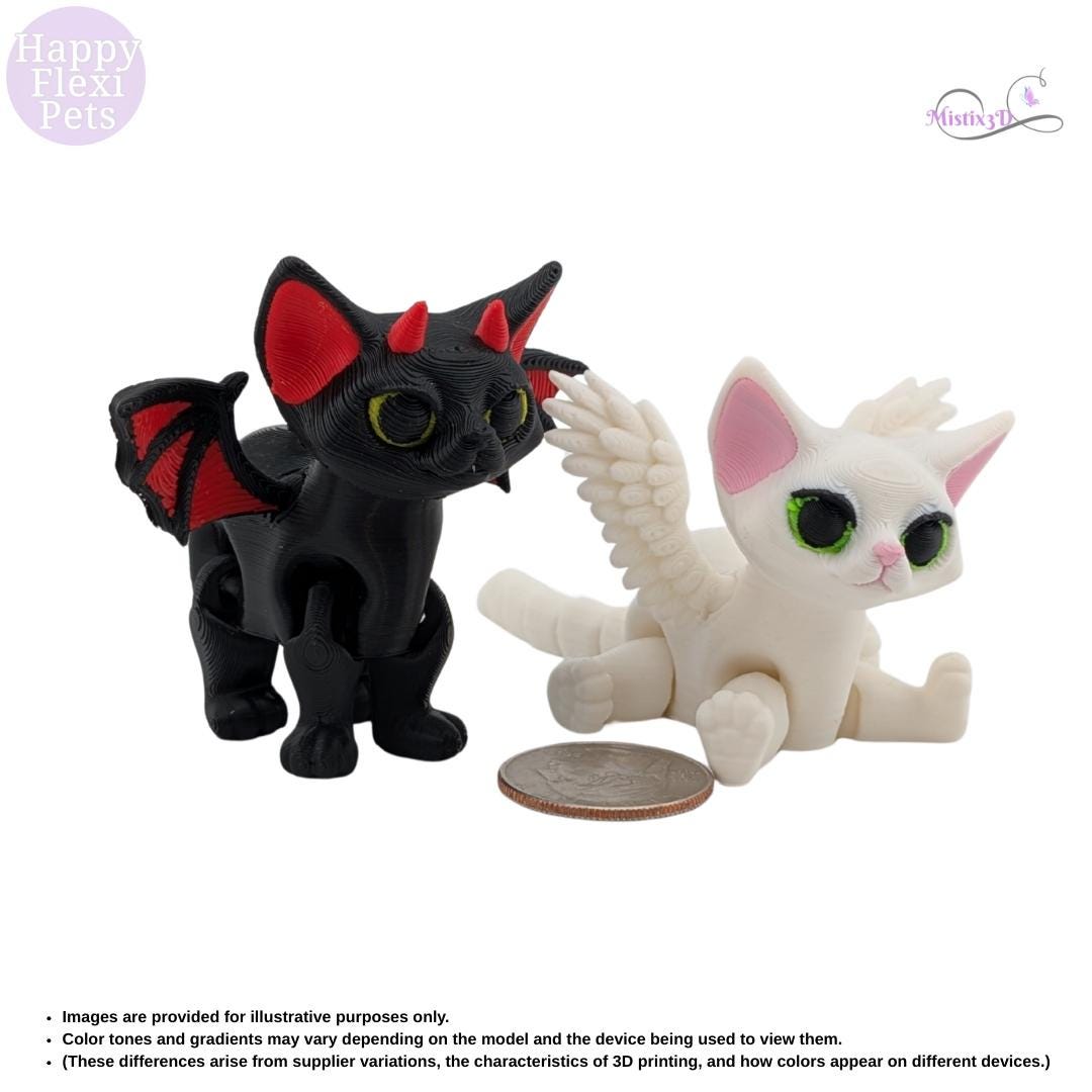 Angel / Devil Kitty 3D Printed – Authorized Seller of Happy Flexi Pets