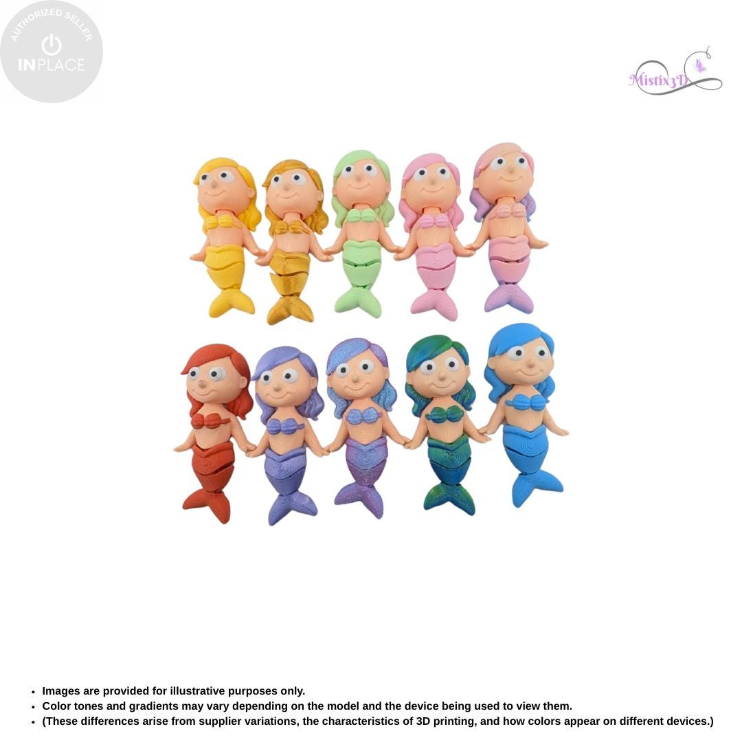 Articulated Mermaid Toy | InPlace Designer, Sensory Play, 3D Printed Figurine