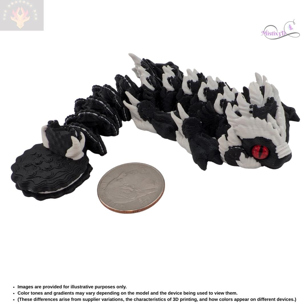 Baby Cookies and Cream Glass Eye Dragon | 3D Printed | Authorized Seller of Dragons Den