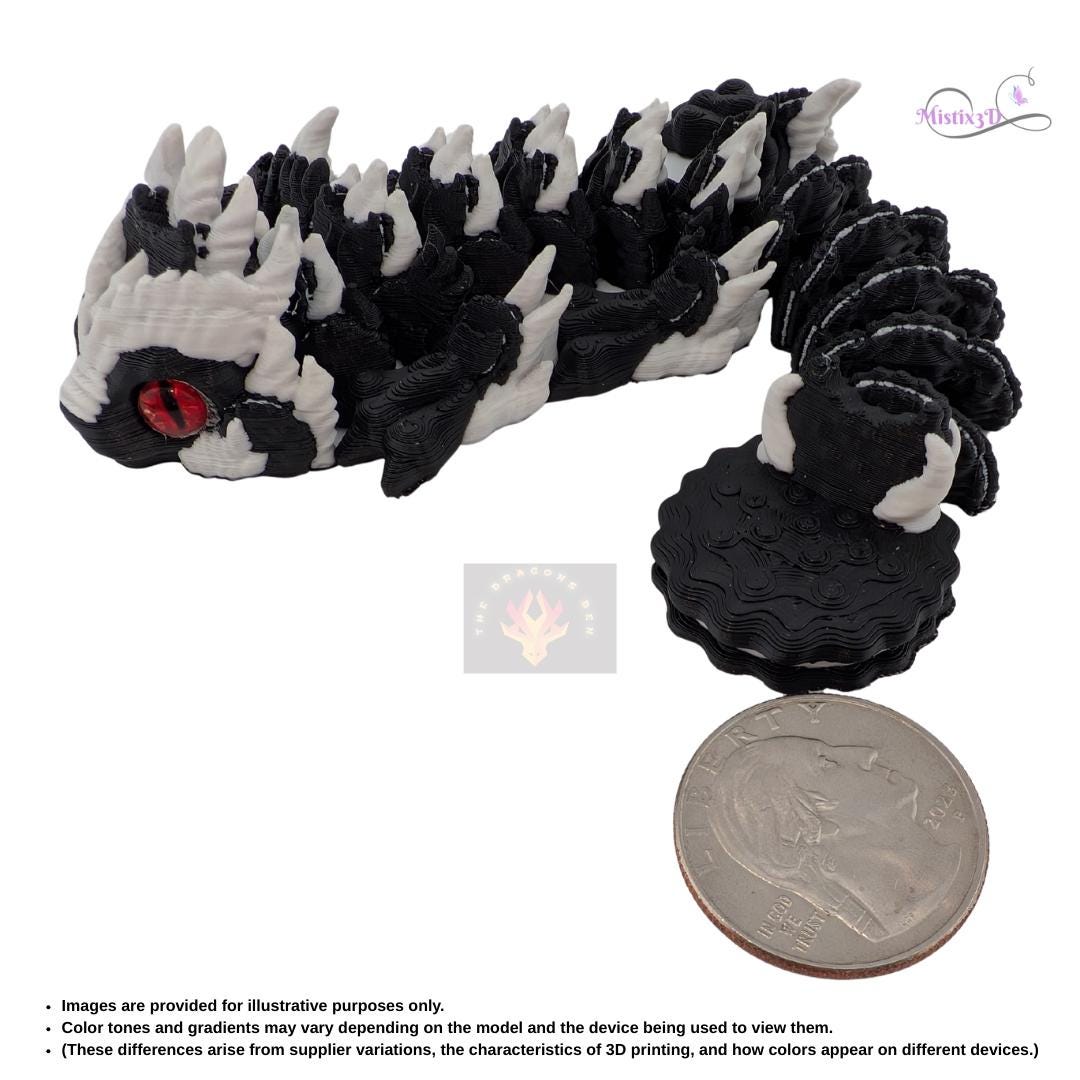 Baby Cookies and Cream Glass Eye Dragon | 3D Printed | Authorized Seller of Dragons Den