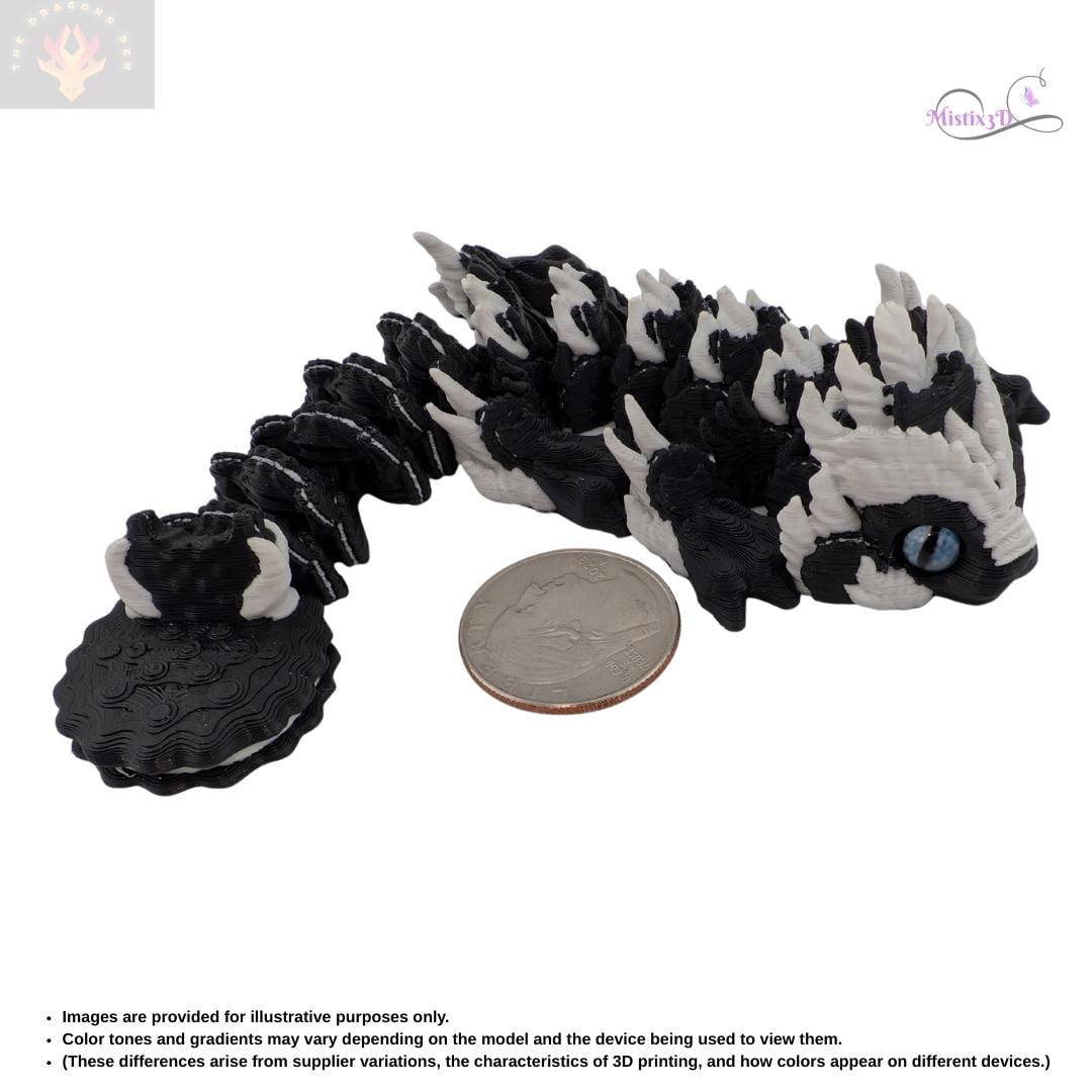 Baby Cookies and Cream Glass Eye Dragon | 3D Printed | Authorized Seller of Dragons Den