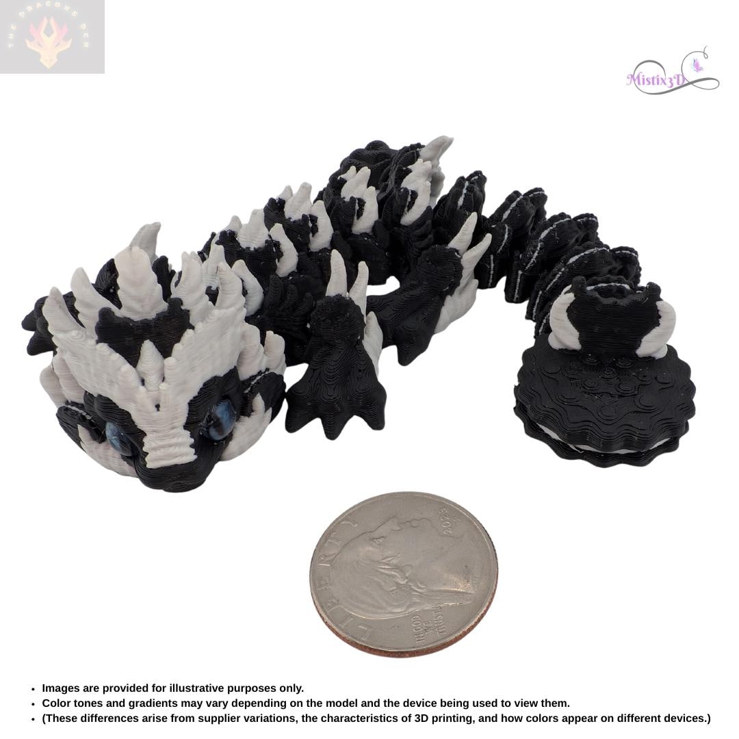 Baby Cookies and Cream Glass Eye Dragon | 3D Printed | Authorized Seller of Dragons Den