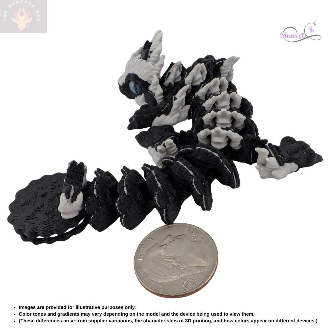 Baby Cookies and Cream Glass Eye Dragon | 3D Printed | Authorized Seller of Dragons Den