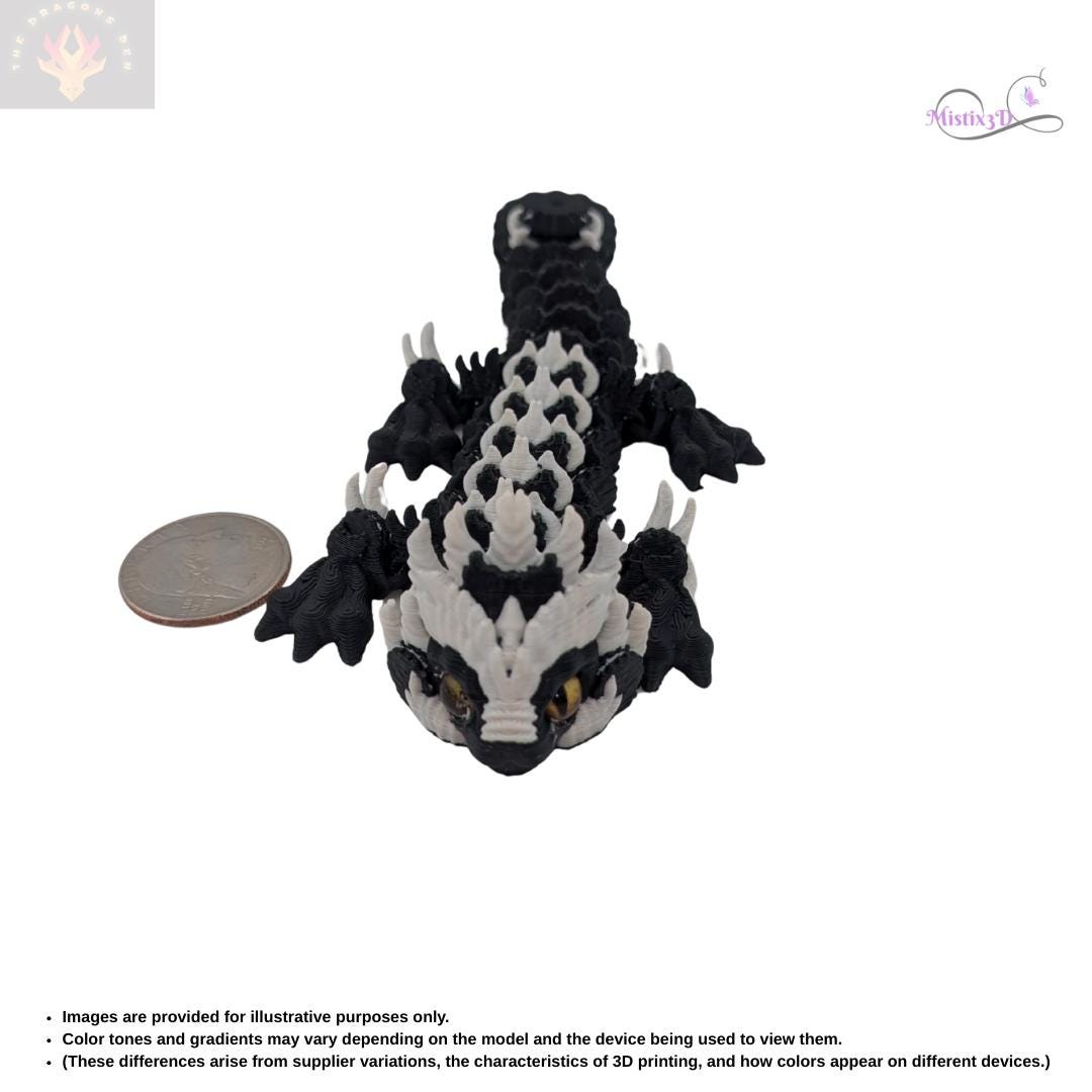 Baby Cookies and Cream Glass Eye Dragon | 3D Printed | Authorized Seller of Dragons Den