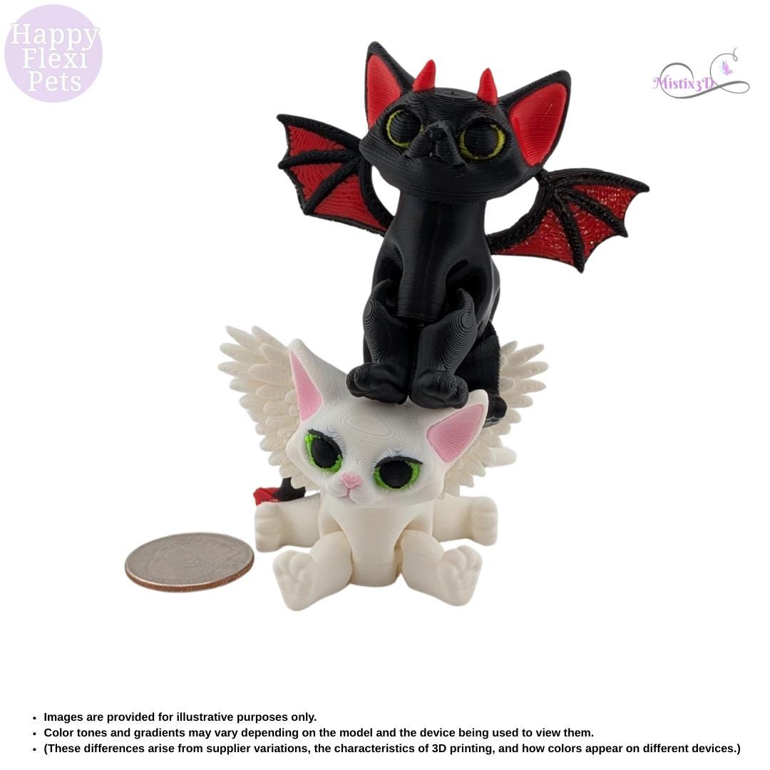 Angel / Devil Kitty 3D Printed – Authorized Seller of Happy Flexi Pets