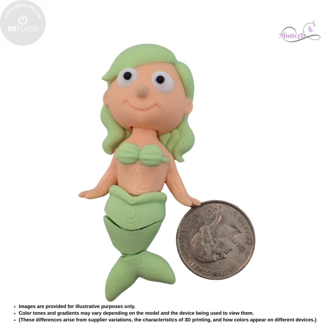 Articulated Mermaid Toy | InPlace Designer, Sensory Play, 3D Printed Figurine
