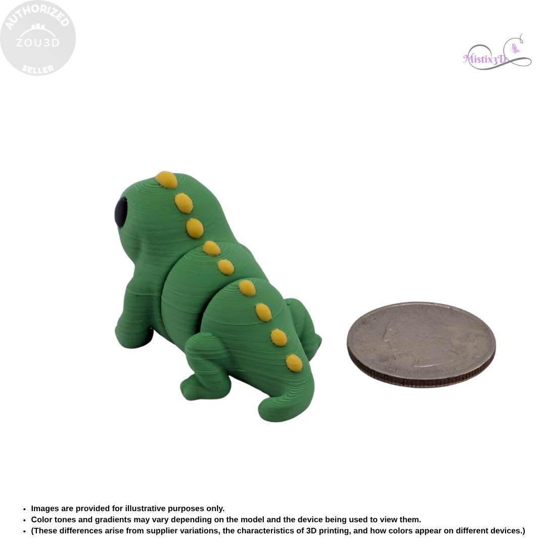 Articulated Baby Lizard 3D Printed ZOU3D Fidget Toy Flexible Reptile Gecko Figurine Desk Pet