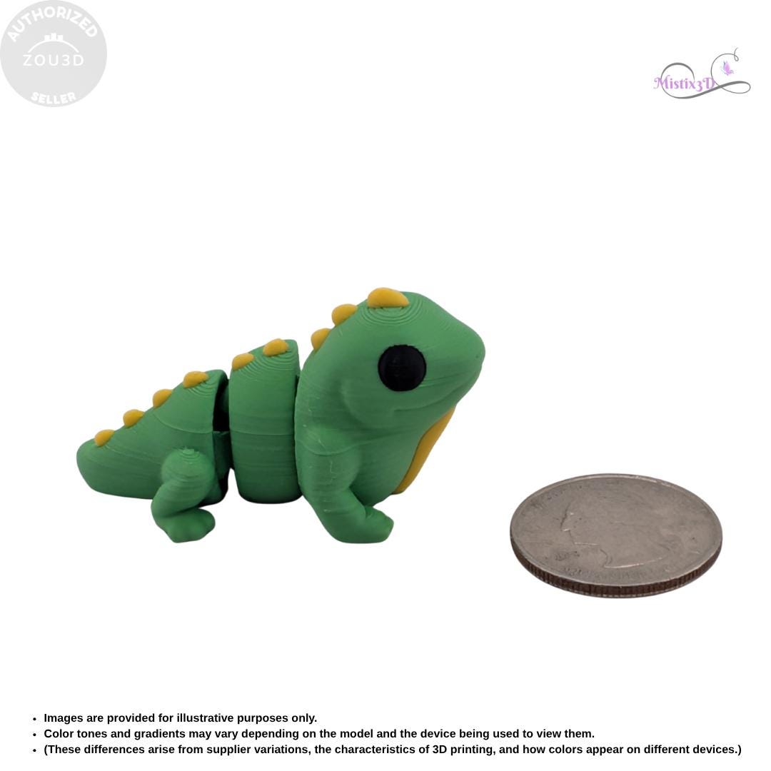 Articulated Baby Lizard 3D Printed ZOU3D Fidget Toy Flexible Reptile Gecko Figurine Desk Pet