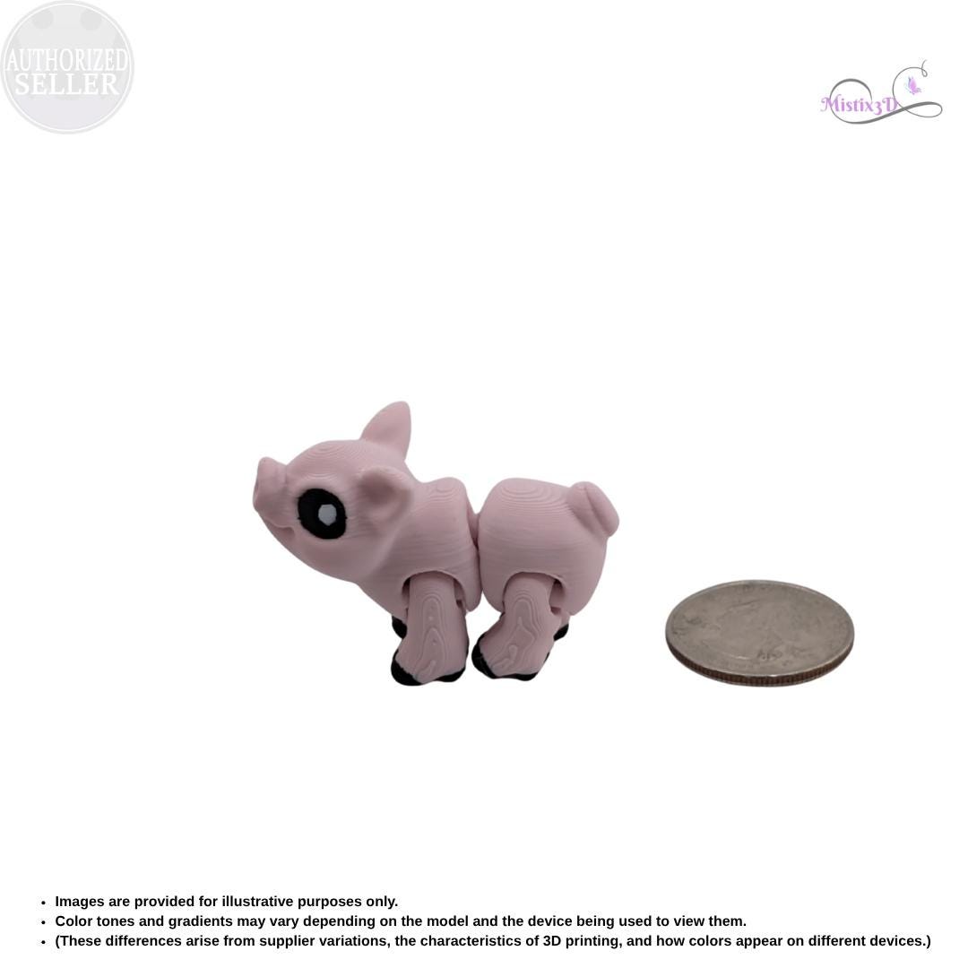 Articulated Piglet 3D Printed Cinderwing3D Fidget Toy Flexible Farm Animal Cute Desk Pet Piggy Figurine