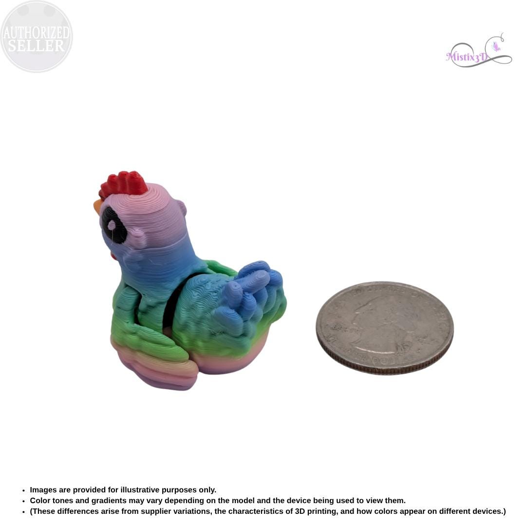 Articulated Chicken Fidget Toy | Random Gradient | 3d printed | Authorized Seller Cinderwing