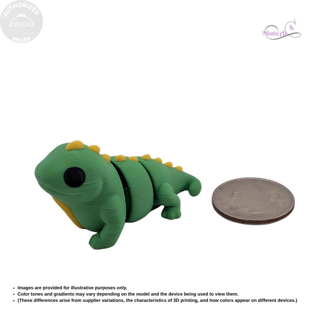 Articulated Baby Lizard 3D Printed ZOU3D Fidget Toy Flexible Reptile Gecko Figurine Desk Pet