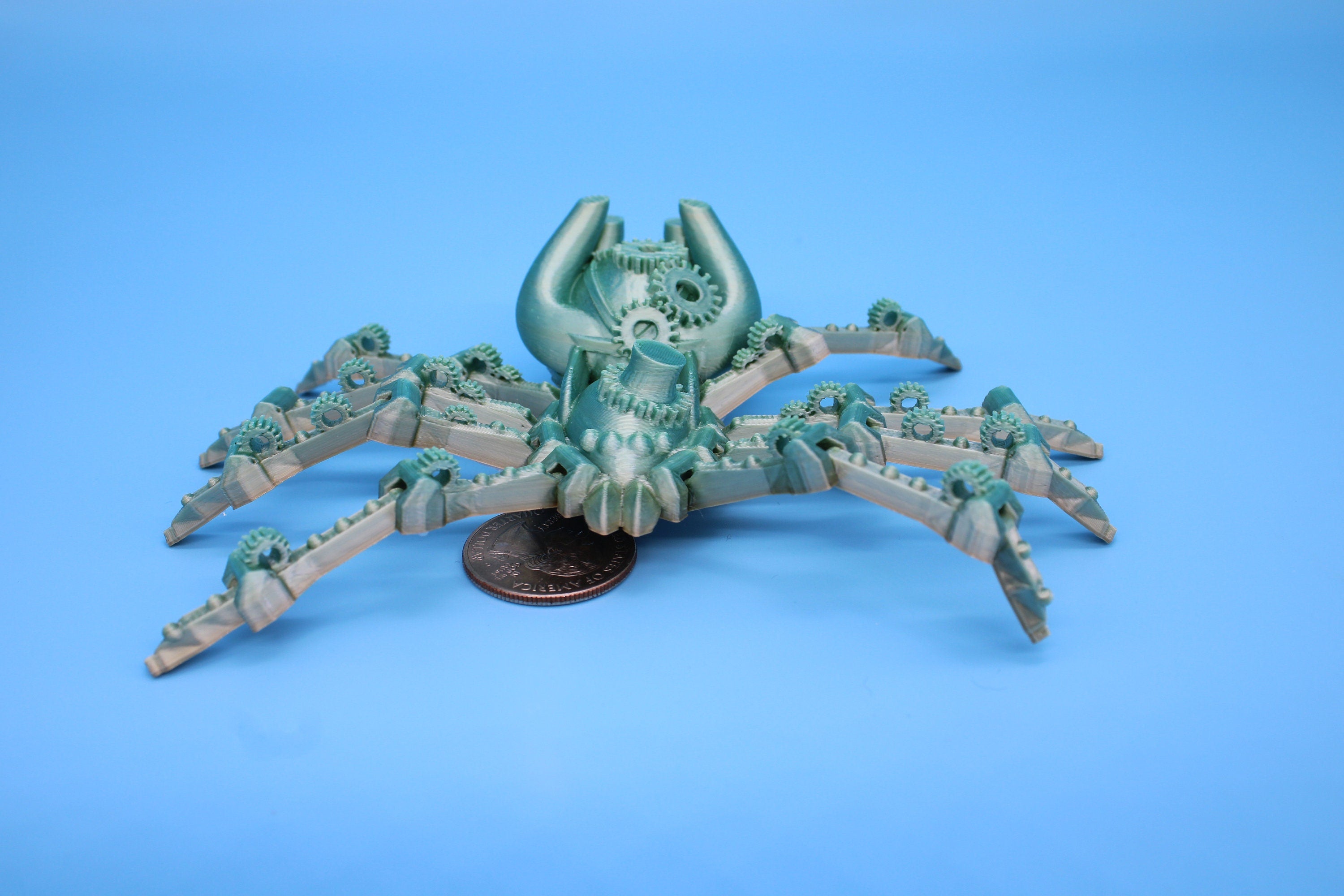 Rainbow Steam Punk Spider. Steam Punk Spider 3D printed articulating spider . flexi Toy, 5.75 in. Stress Relief, Gift.