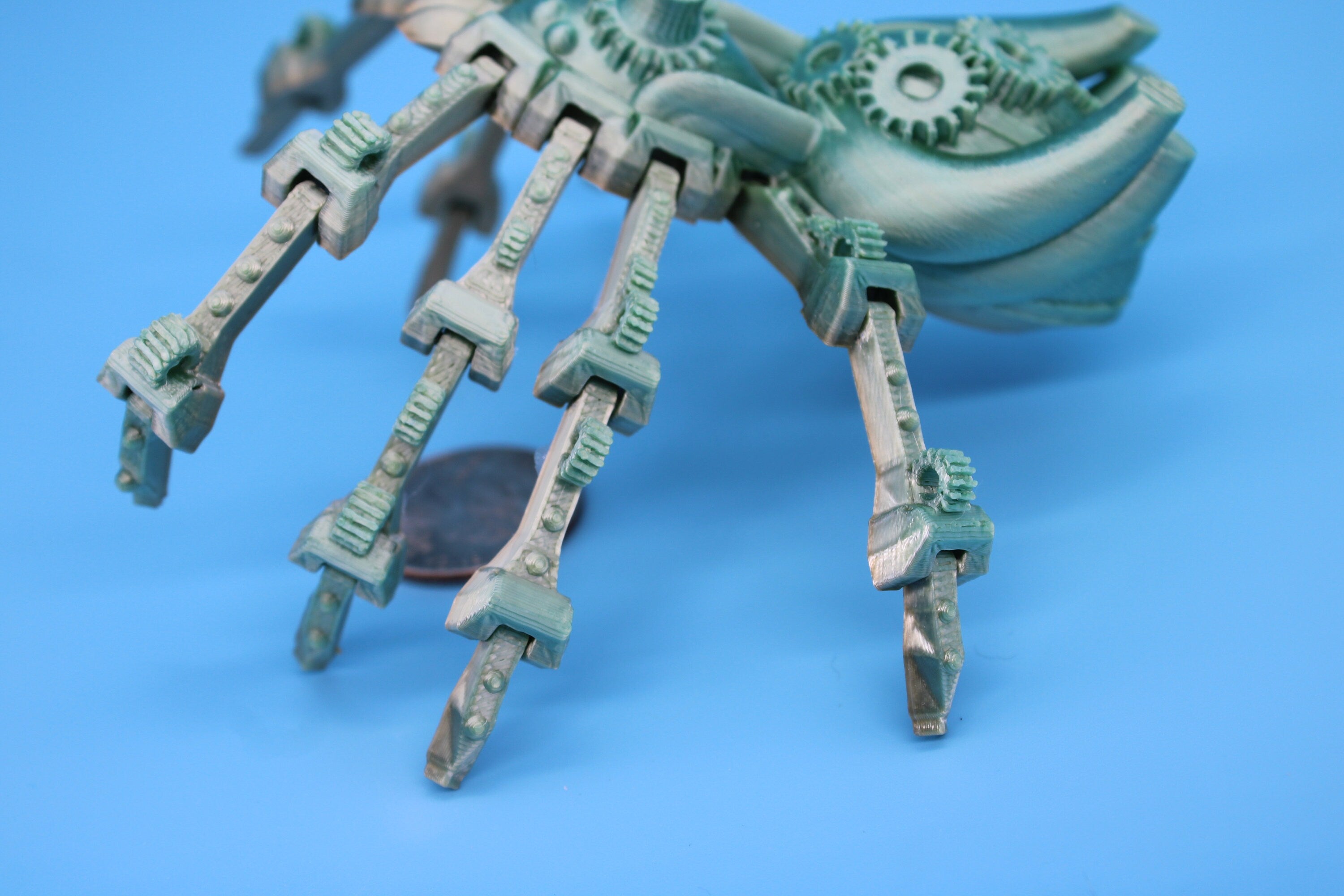 Rainbow Steam Punk Spider. Steam Punk Spider 3D printed articulating spider . flexi Toy, 5.75 in. Stress Relief, Gift.