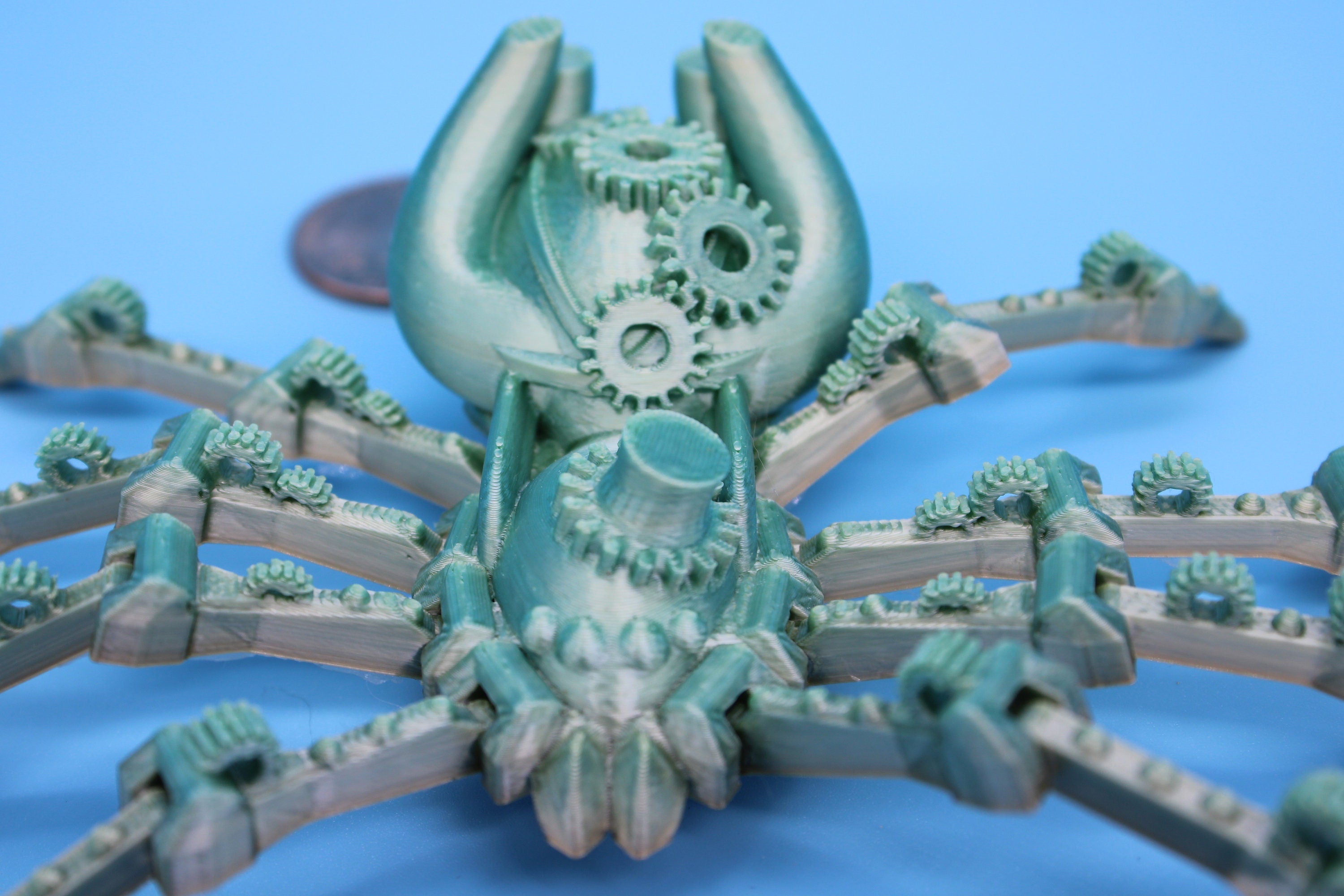 Rainbow Steam Punk Spider. Steam Punk Spider 3D printed articulating spider . flexi Toy, 5.75 in. Stress Relief, Gift.