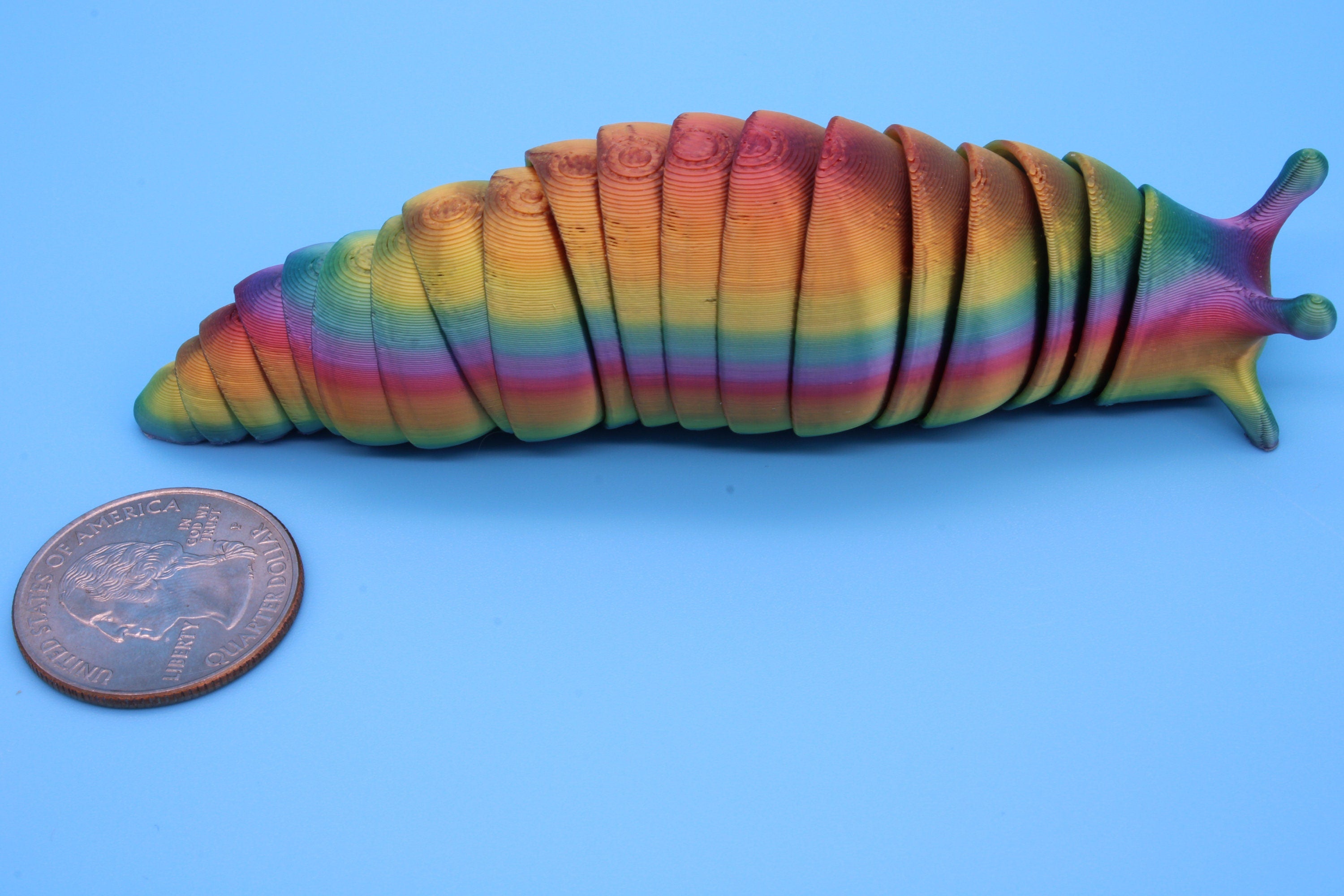 Flexi Slug | 4 in. Cute Slug | 3D printed articulating Slug | Flexi Toy | Stress Relief, Gift.