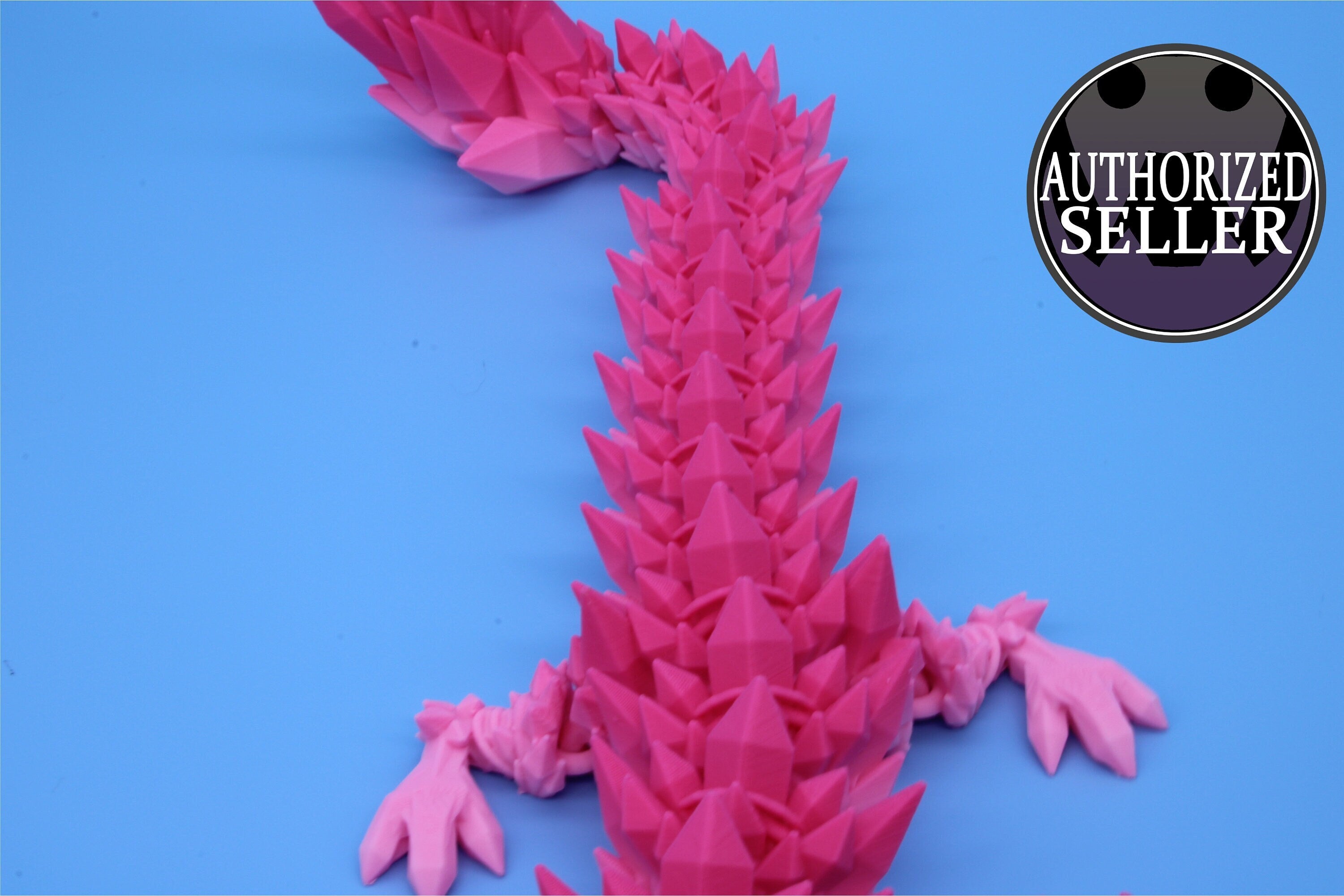 Crystal Winged Dragon | Pink Rainbow Crystal Wing Dragon | 3D printed | Articulating Dragon | Fidget Toy | Flexi Toy | 18 in