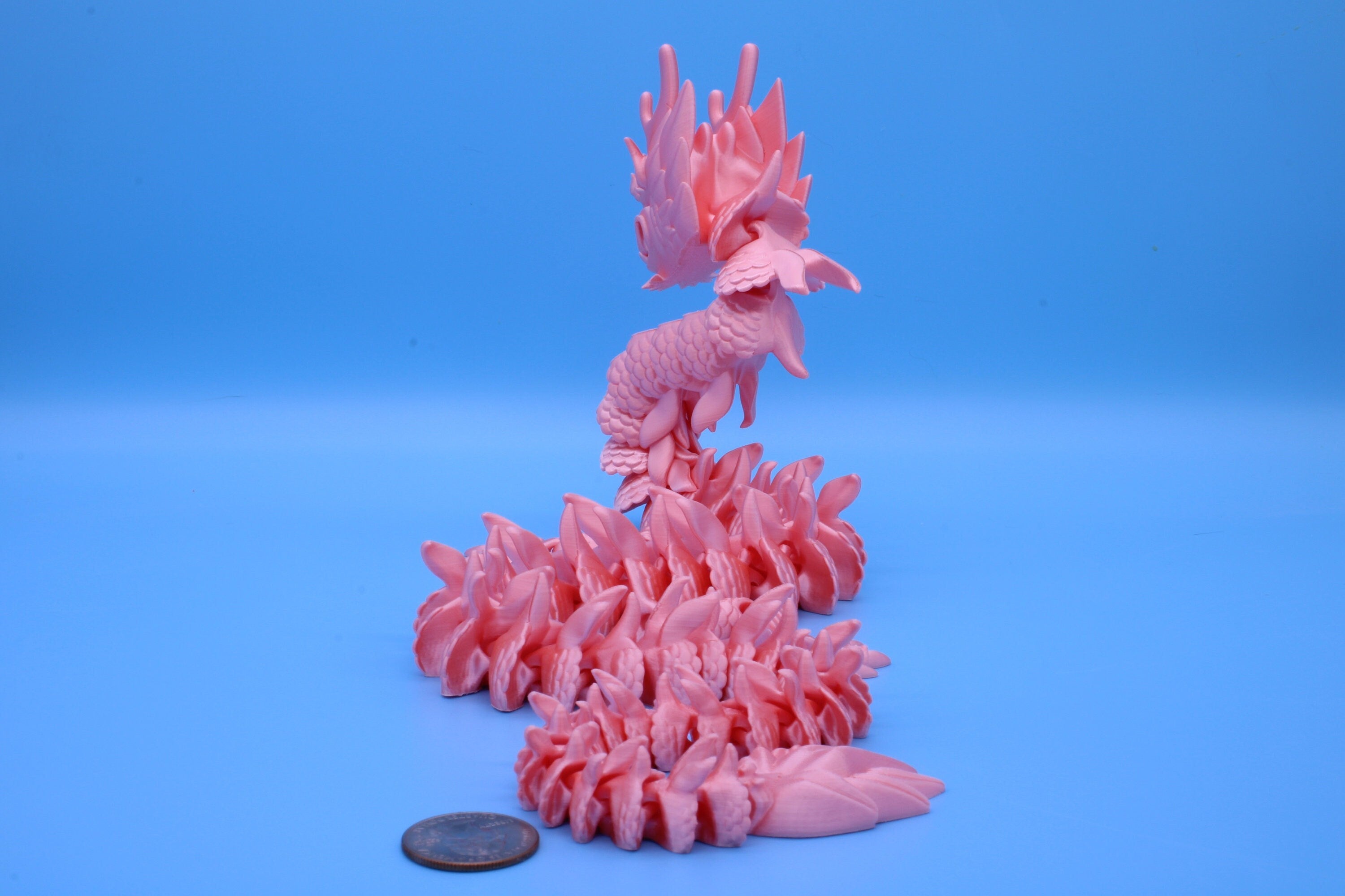 Imperial Dragon- Pink | 27 in. | Fidget Toy Dragon | 3D printed | Pet Flexi Dragon | Stress Relief Gift