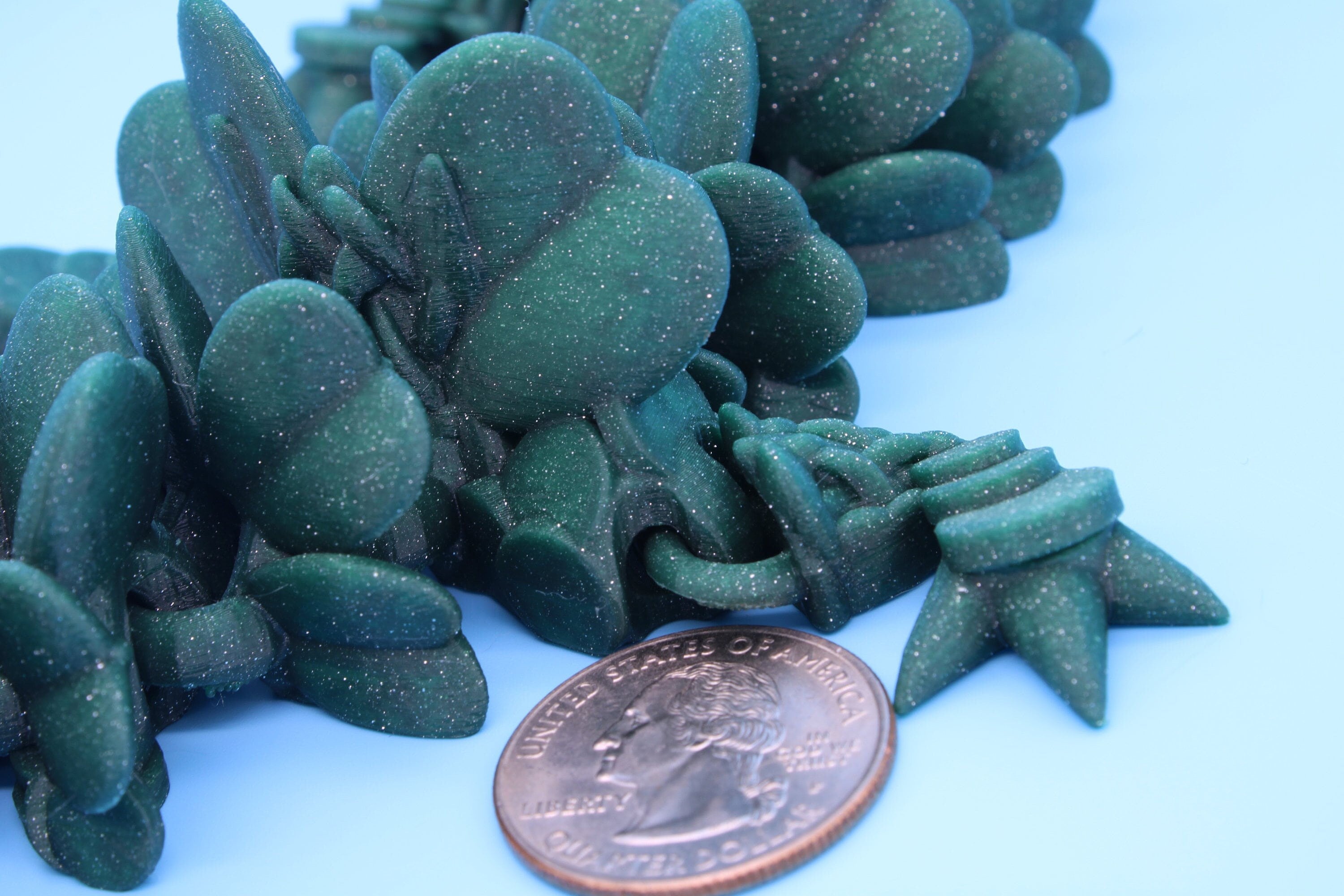 Clover Dragon | Green | St. Patrick's Day |3D printed Articulating Dragon Fidget Toy | Flexi | 18 in. Lucky Dragon | Four Leaf Clover Dragon