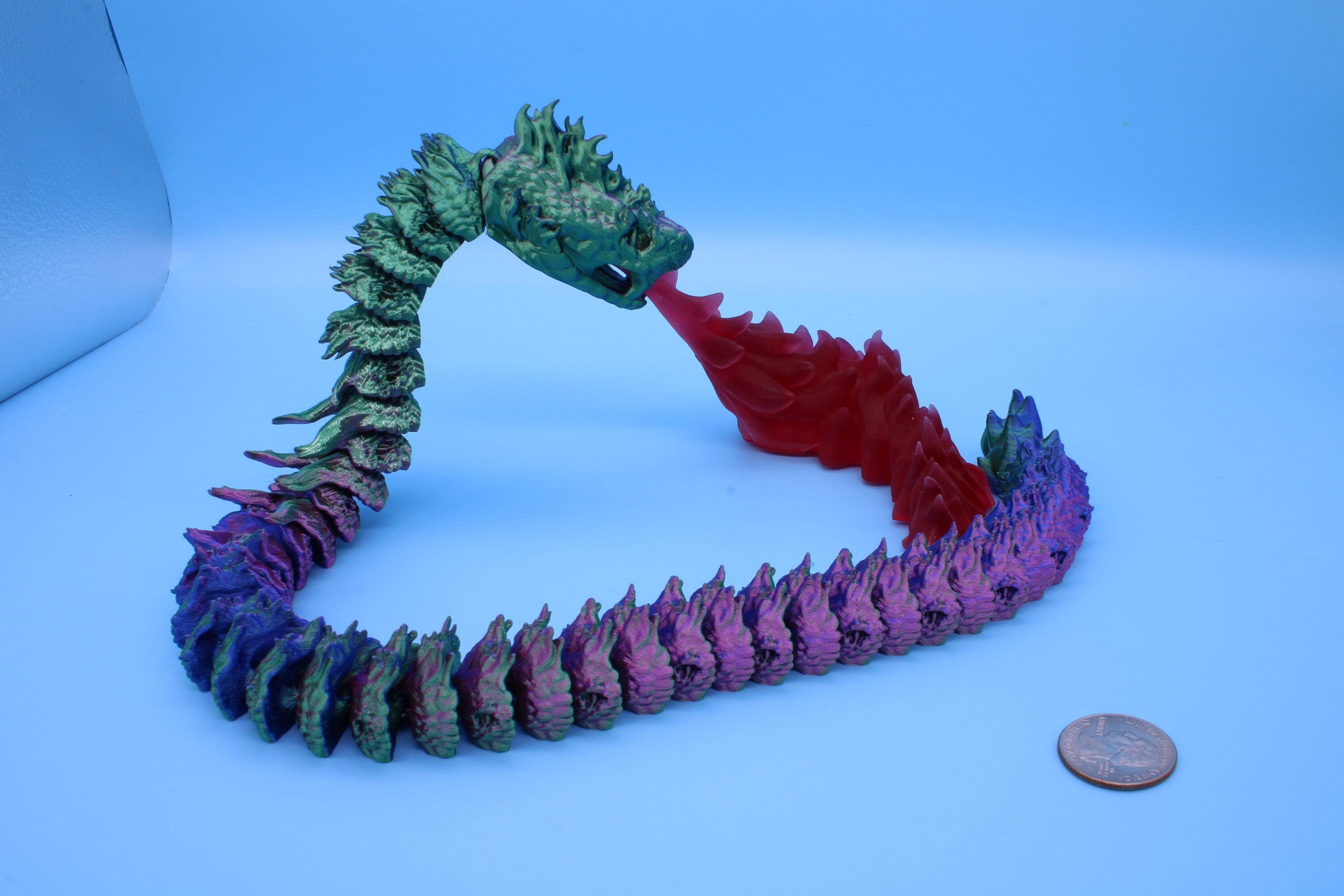 Articulating Boitata Dragon | 3D Printed | Multi Color Unique Dragon | Dragon With Flame Stand | Great Fidget Toy | Desk Buddy | Sensory Toy