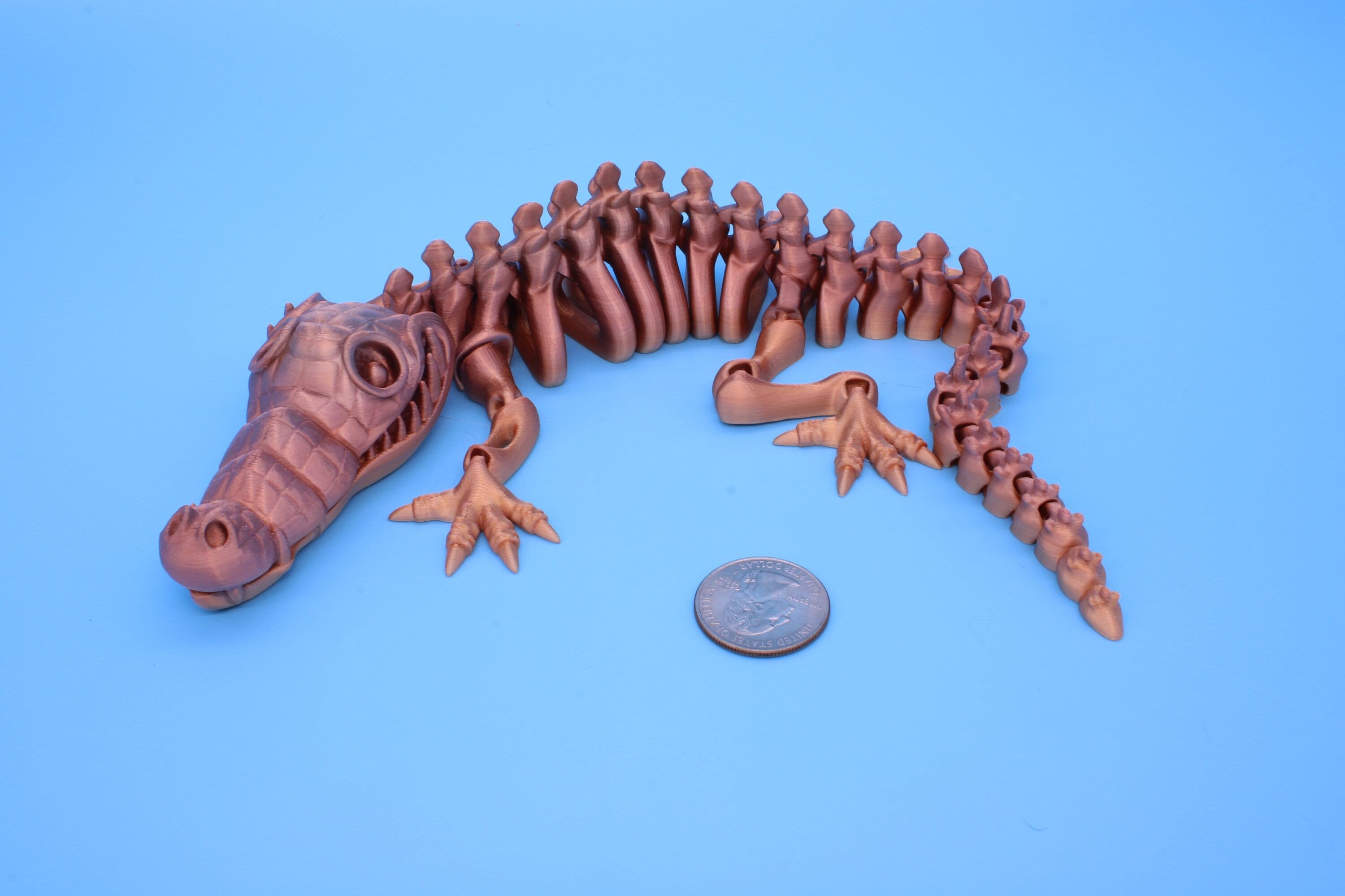 Crocodile | Cute Flexi Toy | Articulating Crocodile | 3D printed Unique Fidget | Desk Buddy | 13 in.