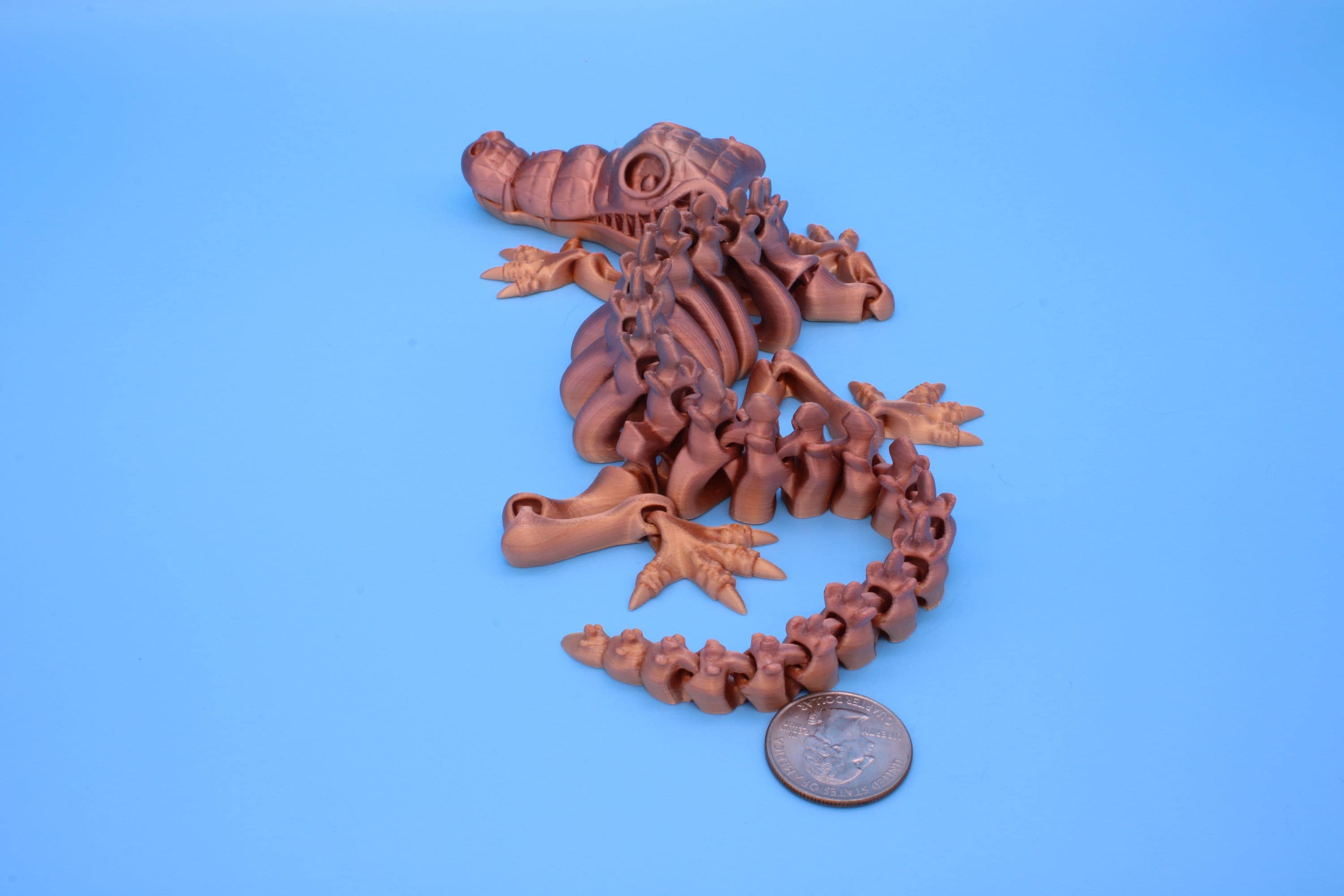 Crocodile | Cute Flexi Toy | Articulating Crocodile | 3D printed Unique Fidget | Desk Buddy | 13 in.