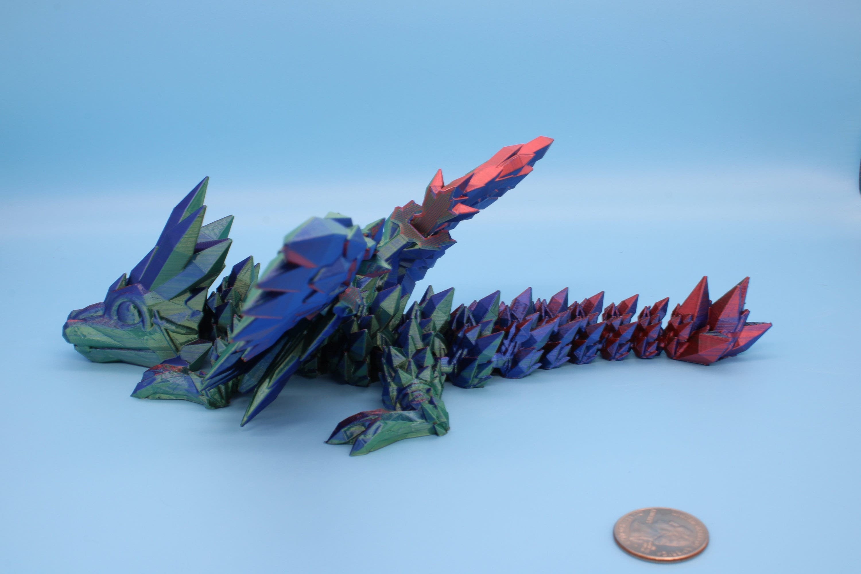 Baby Crystal Winged Dragon- Rainbow | 3D Printed | Fidget Toy | Flexi | 11.5 in. | Stress Relief | Dragon Toy.