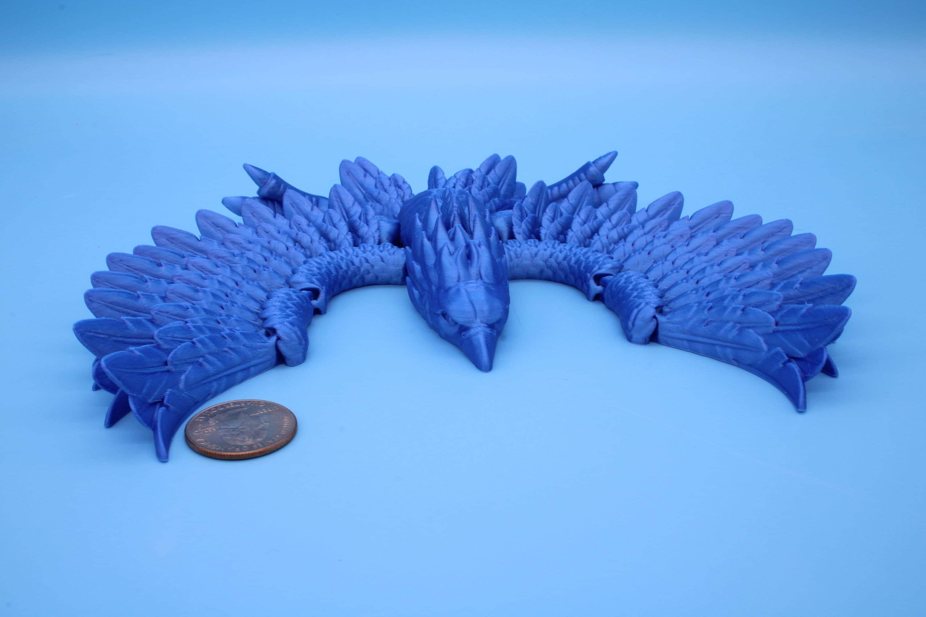 Phoenix Blue | Cute Flexi Bird | Unique 3D Printed Toy | Articulating Fidget Toy | Sensory Toy | 4 in.