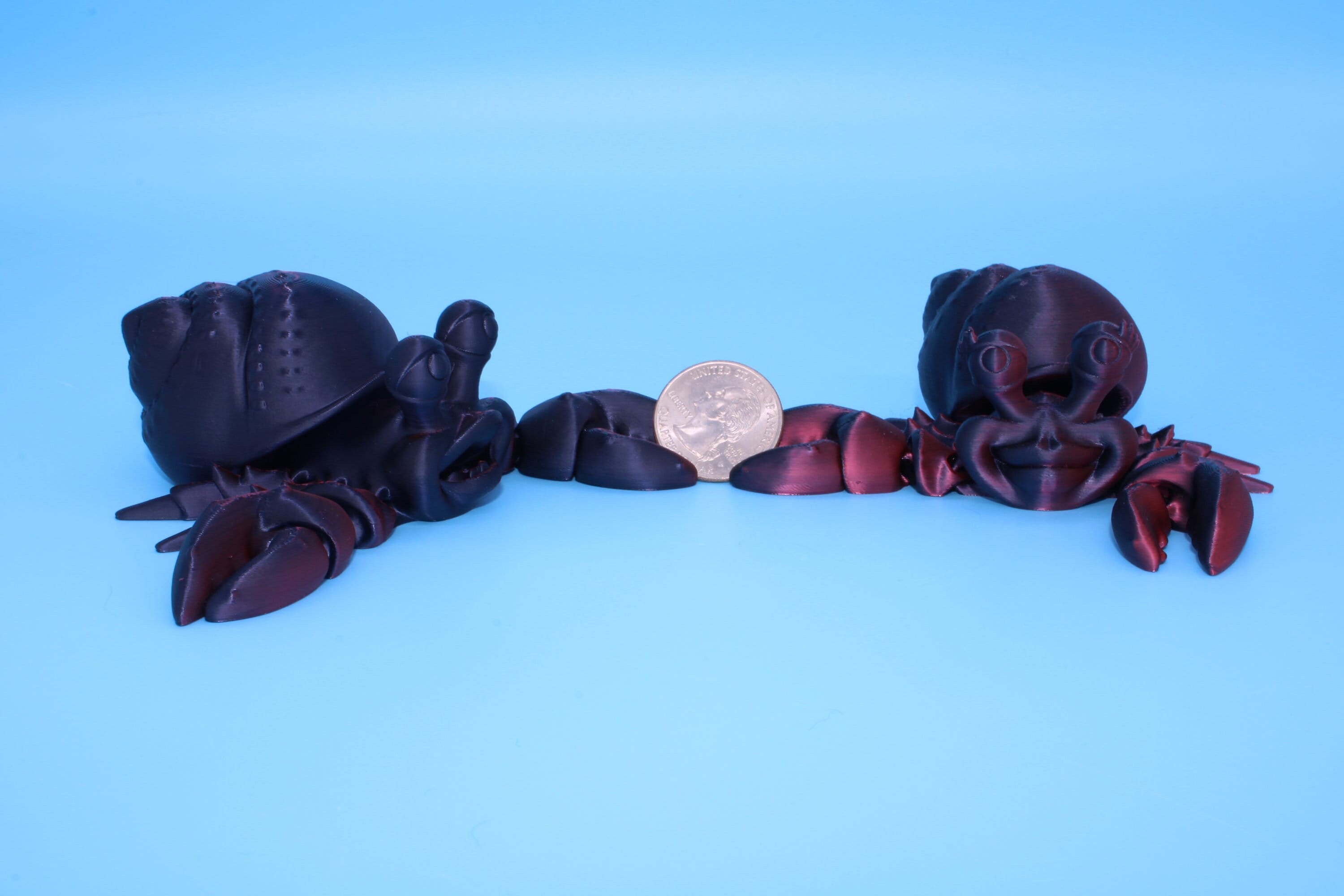 Hermit Crabs- Black / Red | Mr. & Mrs. | 3D Printed | Super Cute | Friendly Crabs.