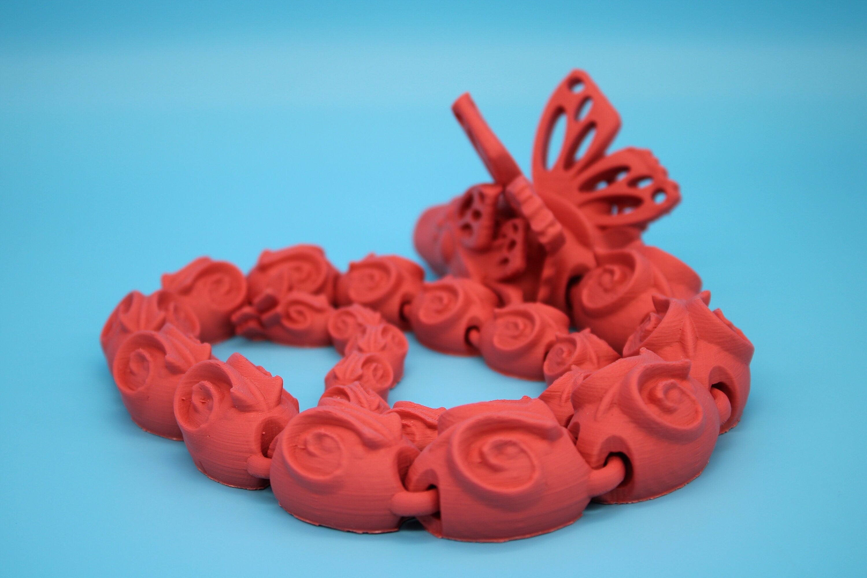 Butterfly Snake | 28 in | Coral | 3D Printed | Fidget Toy | Flexi Toy Snake | Desk Toys | Sensory Toy.