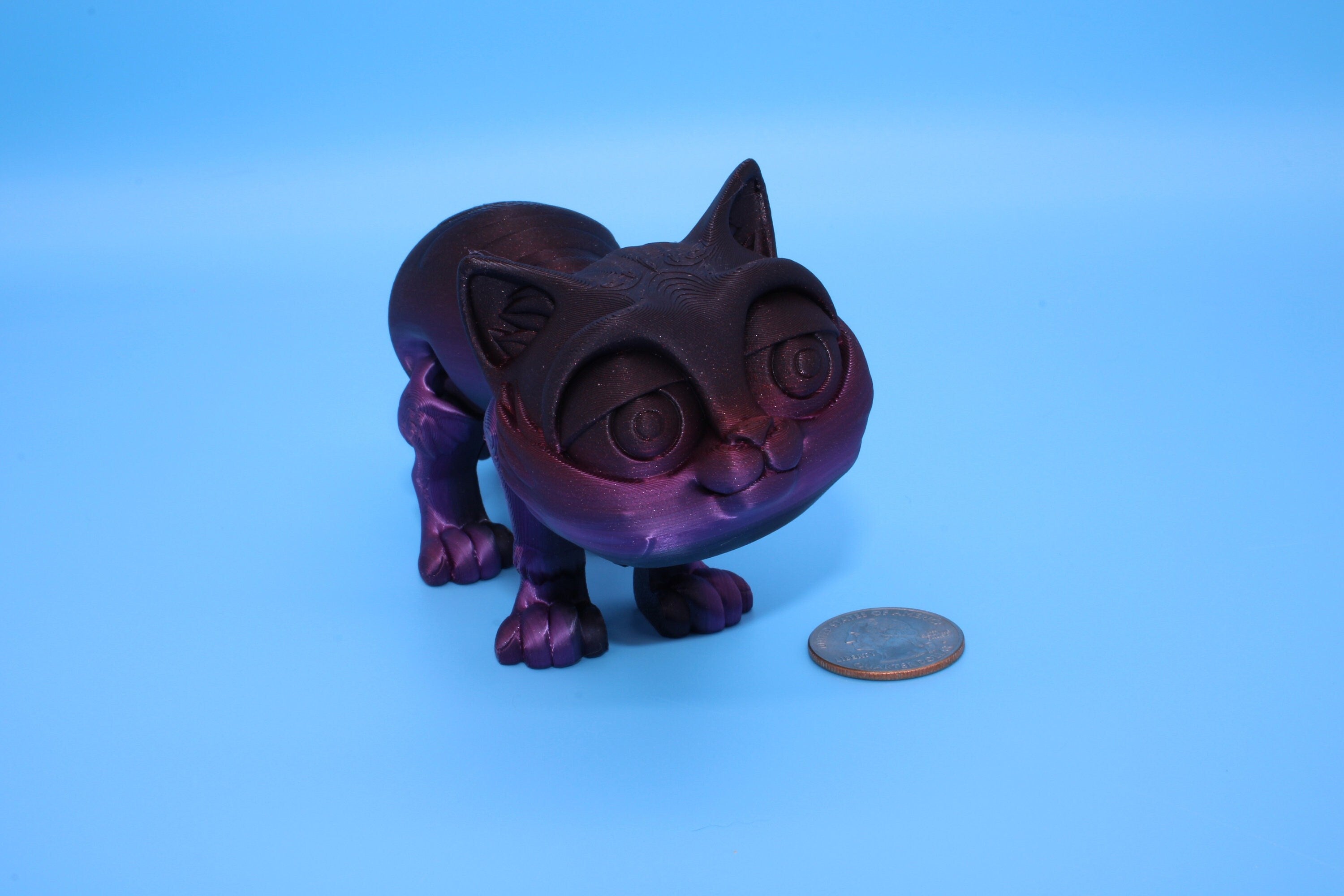 7 inch Cat Multi Color | Fidget Toy | 3D printed Kitten | Articulating Kitty | Flexi Toy | Stress Relief Gift