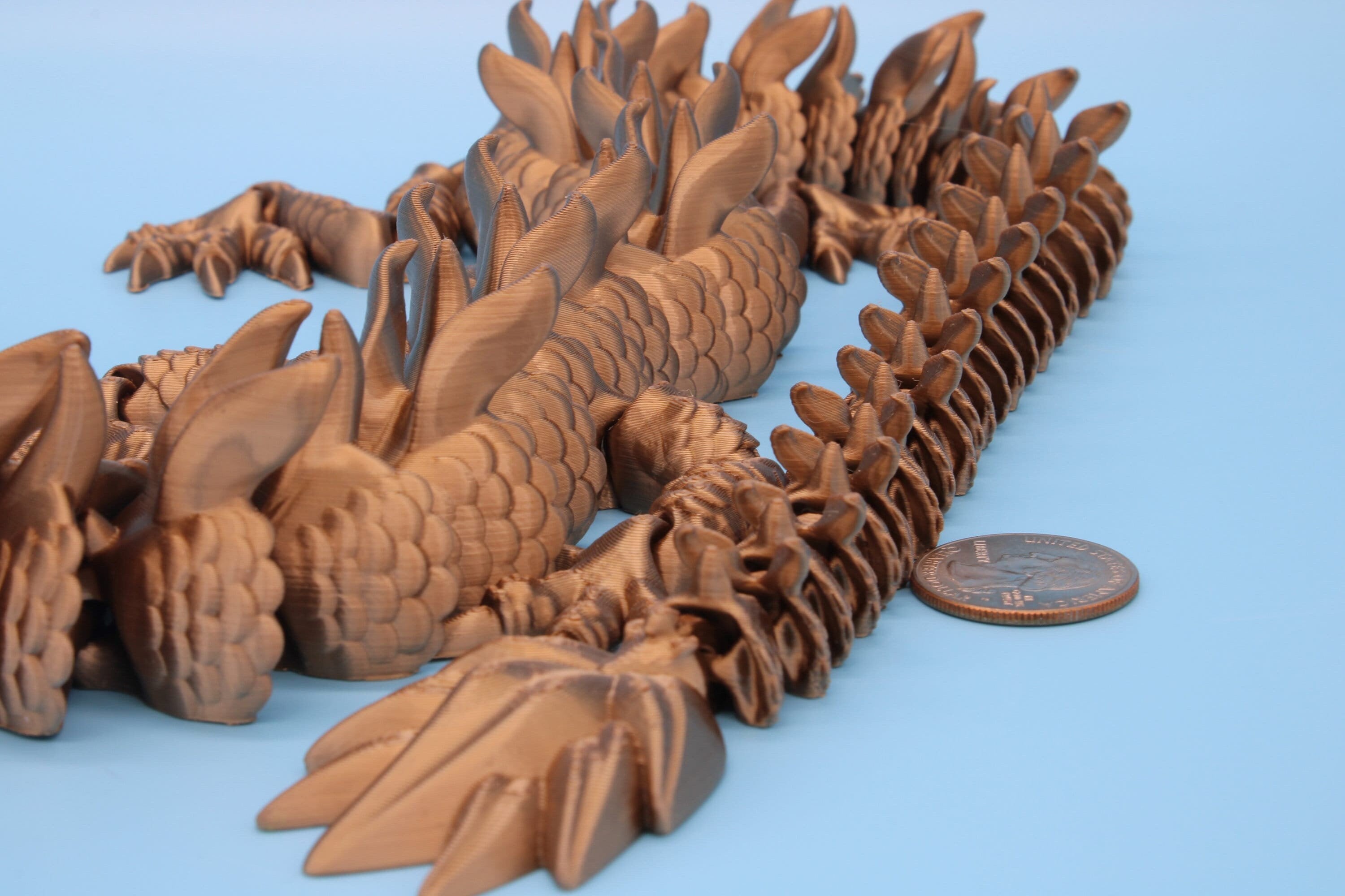 Imperial Dragon- Dark Gold | 27 in. | Fidget Toy Dragon | 3D printed | Pet Flexi Dragon | Stress Relief Gift